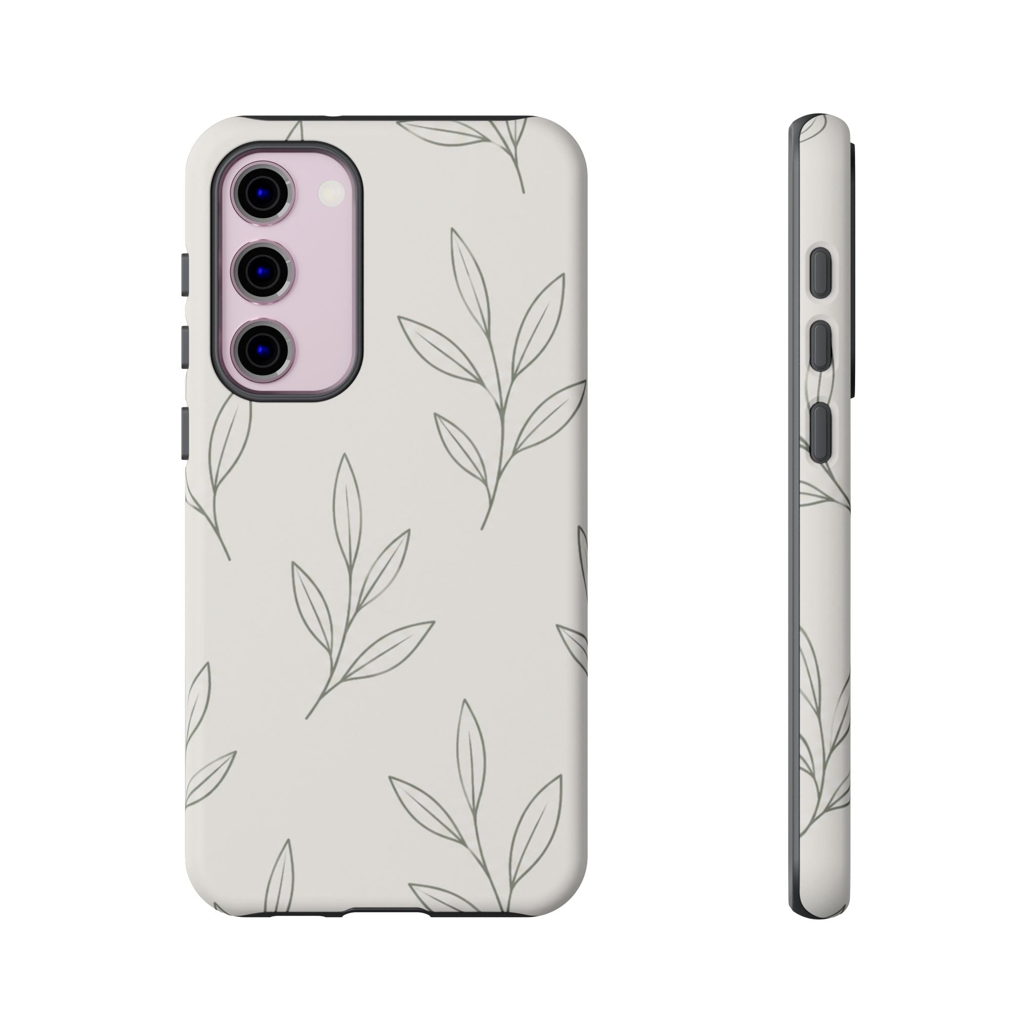 Floral Leaf Tough Phone Case — Minimal Botanical Protective Phone Cover