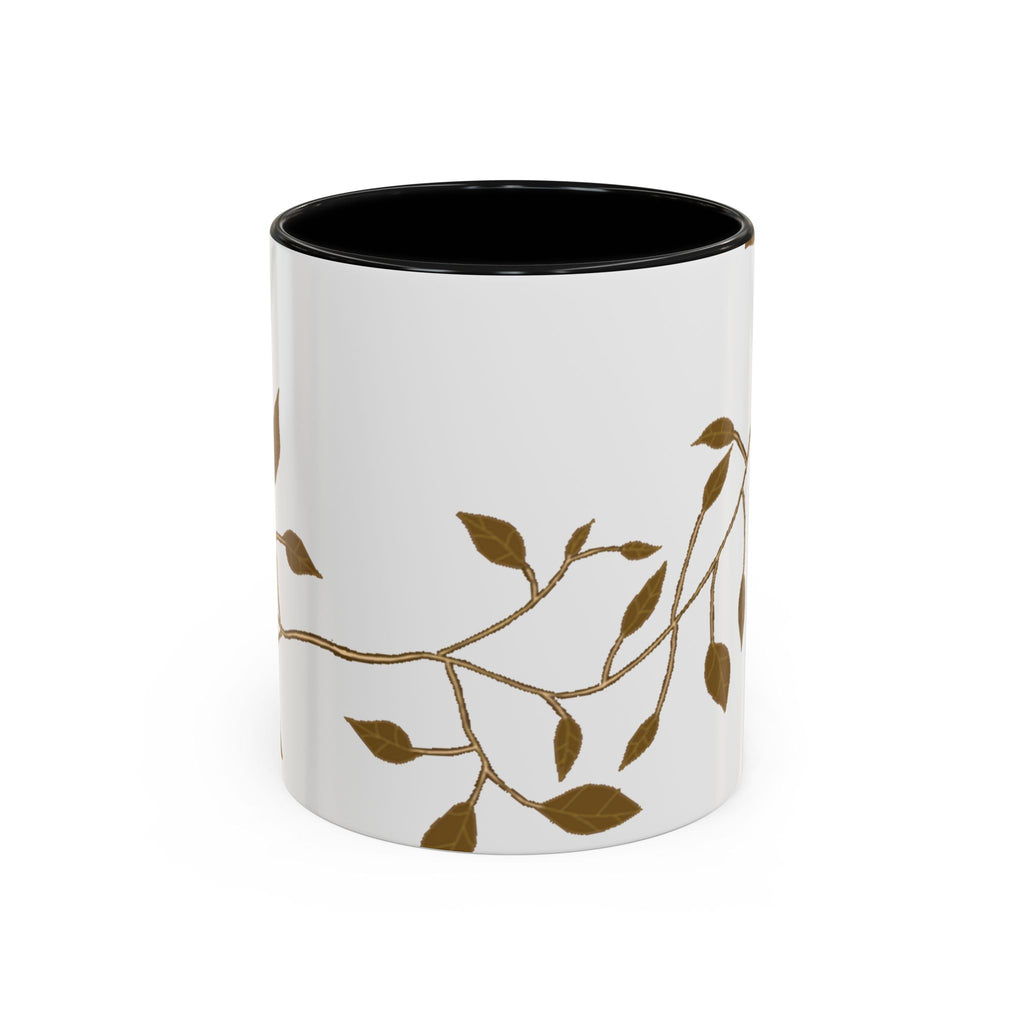 Botanical Accent Coffee Mug — Gold Leaf Branch Design (11/15oz)
