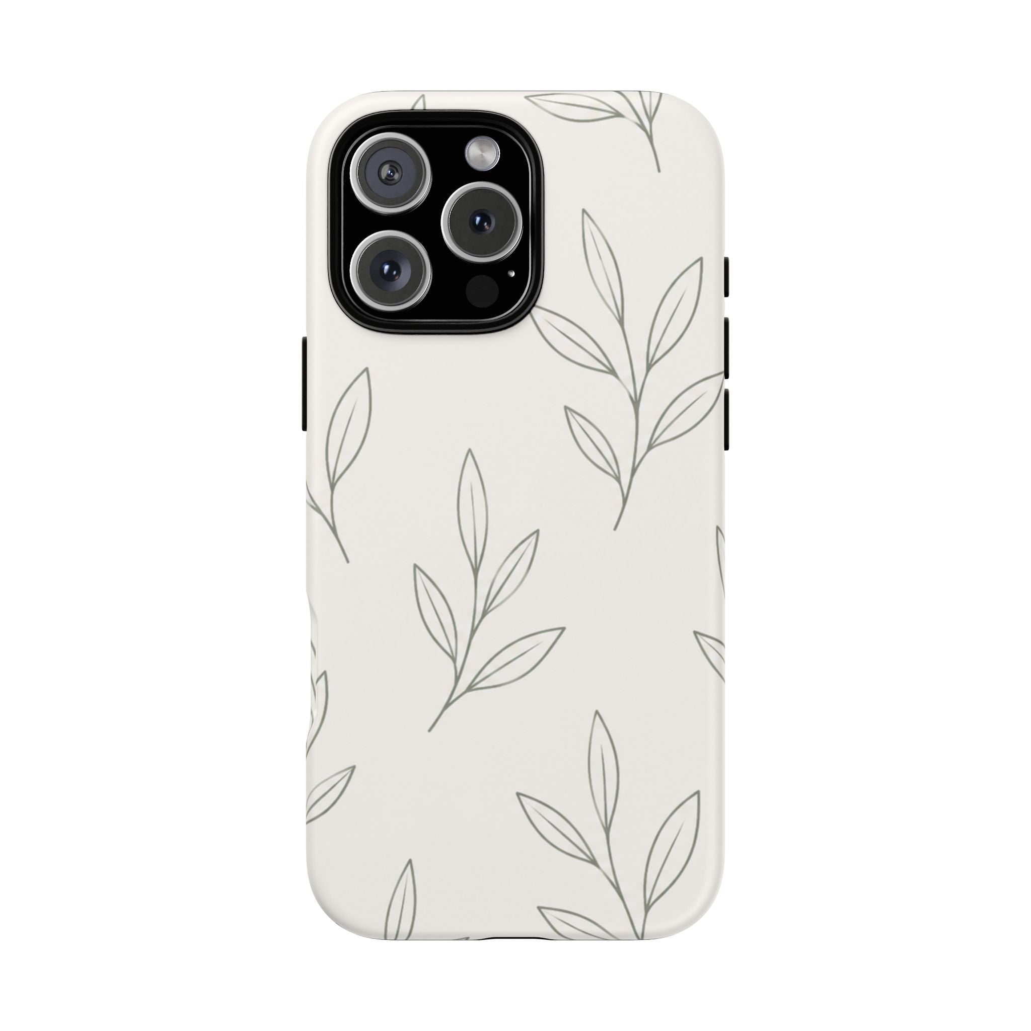 Floral Leaf Tough Phone Case — Minimal Botanical Protective Phone Cover