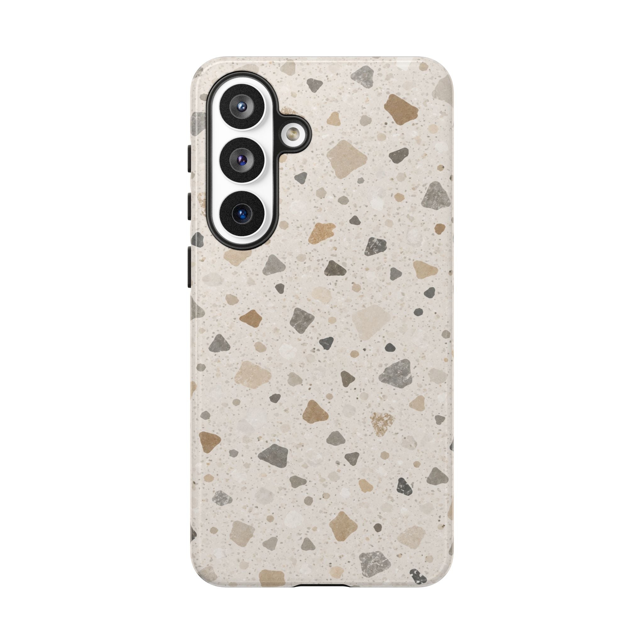 Terrazzo Pattern Tough Phone Case — Neutral Stone Speckle iPhone Cover