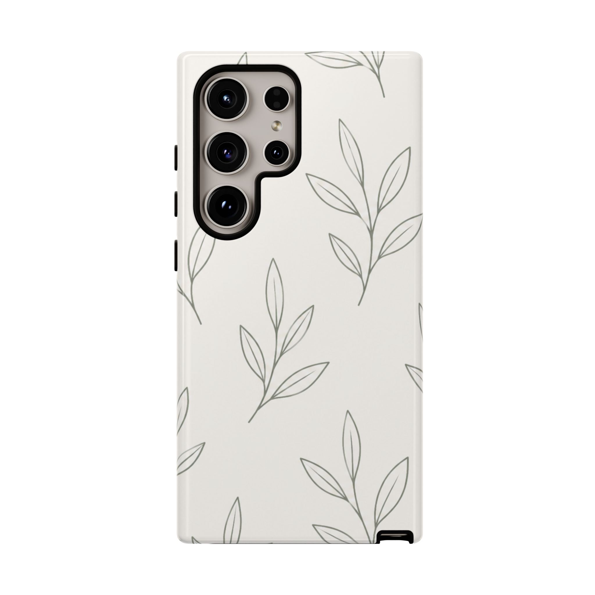 Floral Leaf Tough Phone Case — Minimal Botanical Protective Phone Cover