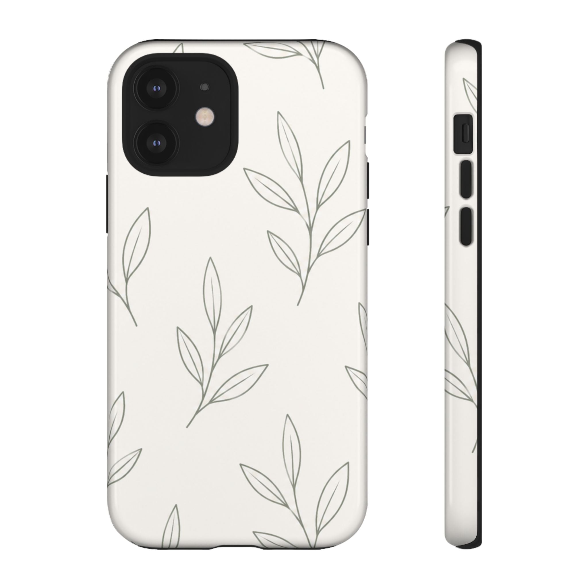 Floral Leaf Tough Phone Case — Minimal Botanical Protective Phone Cover