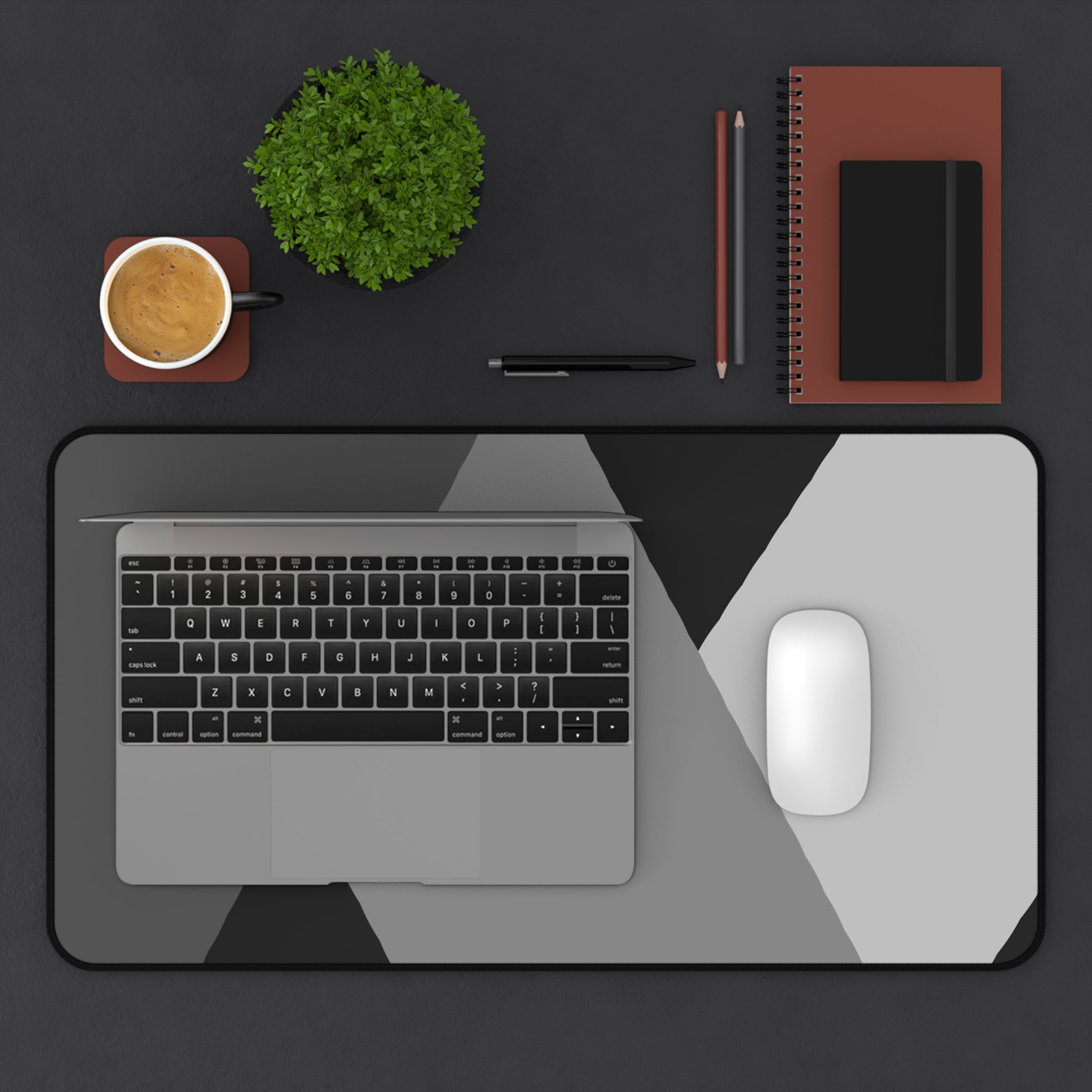 Geometric Gray Desk Mat – Minimalist Office Mouse Pad