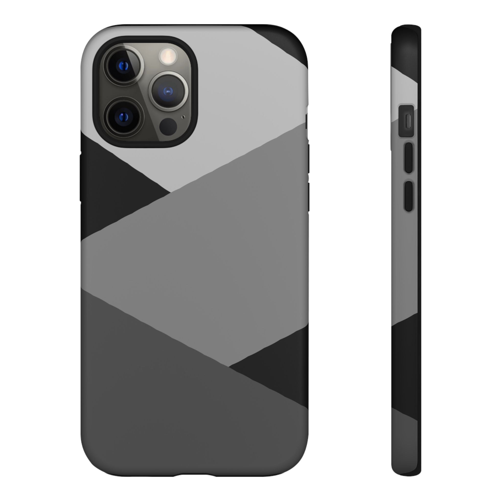 Geometric Gray Tough Phone Case — Protective iPhone Cover with Modern Minimalist Design