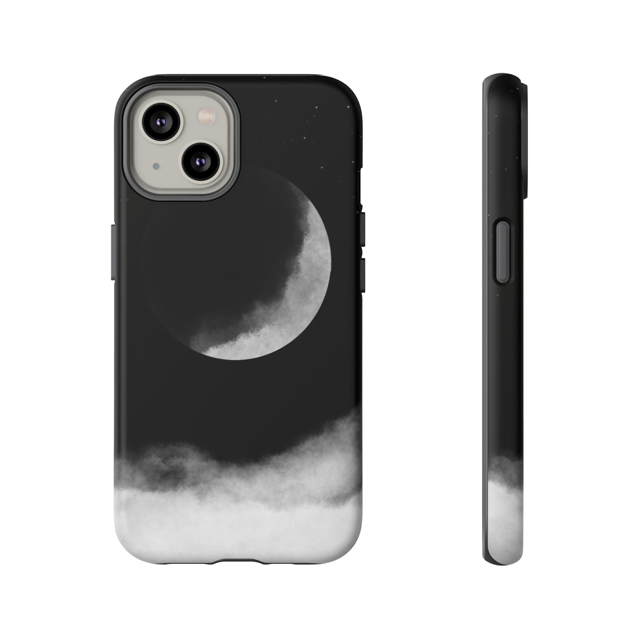 Moonlit Cloud Phone Case — Black Crescent Night Sky iPhone Cover