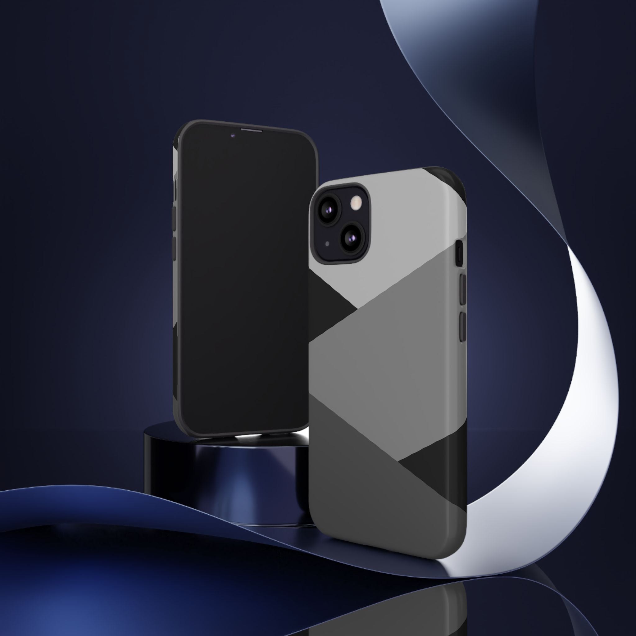 Geometric Gray Tough Phone Case — Protective iPhone Cover with Modern Minimalist Design