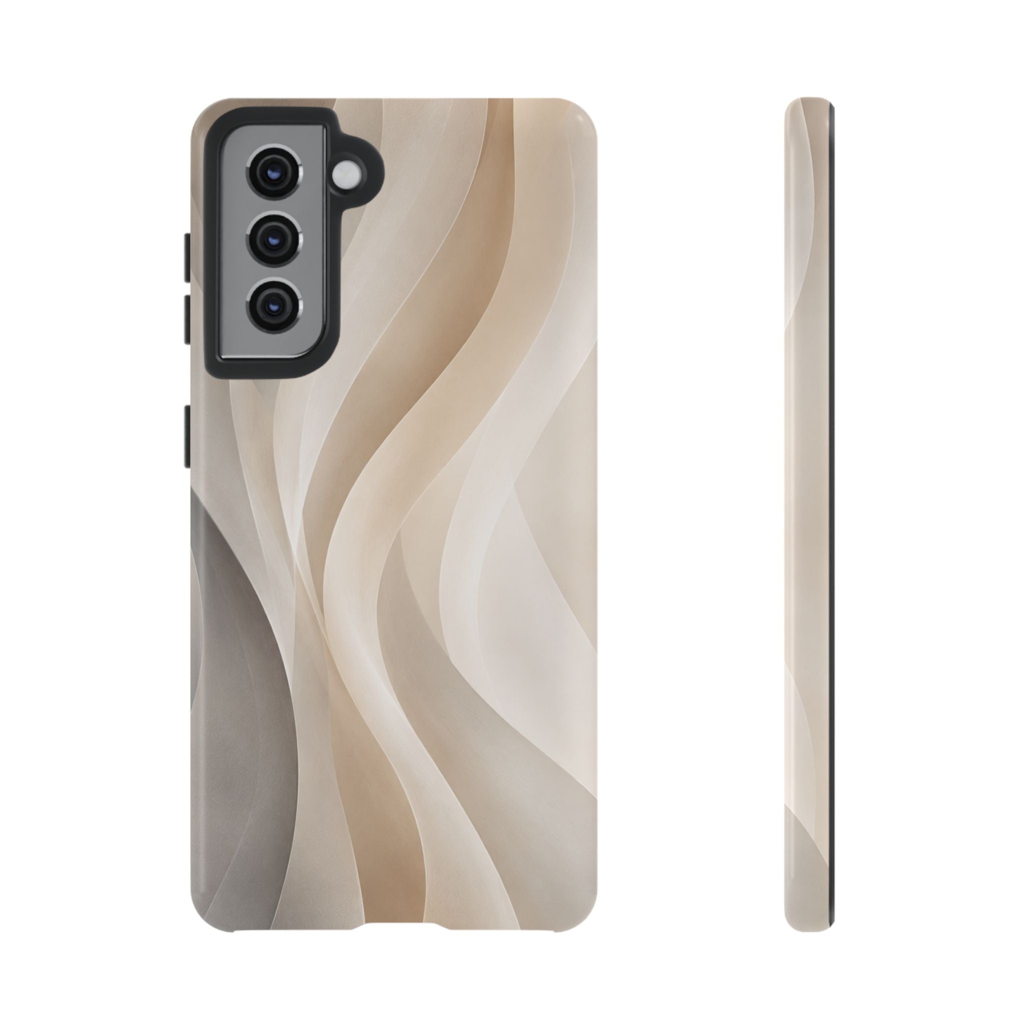 Abstract Beige Waves Phone Case — Protective Tough Case