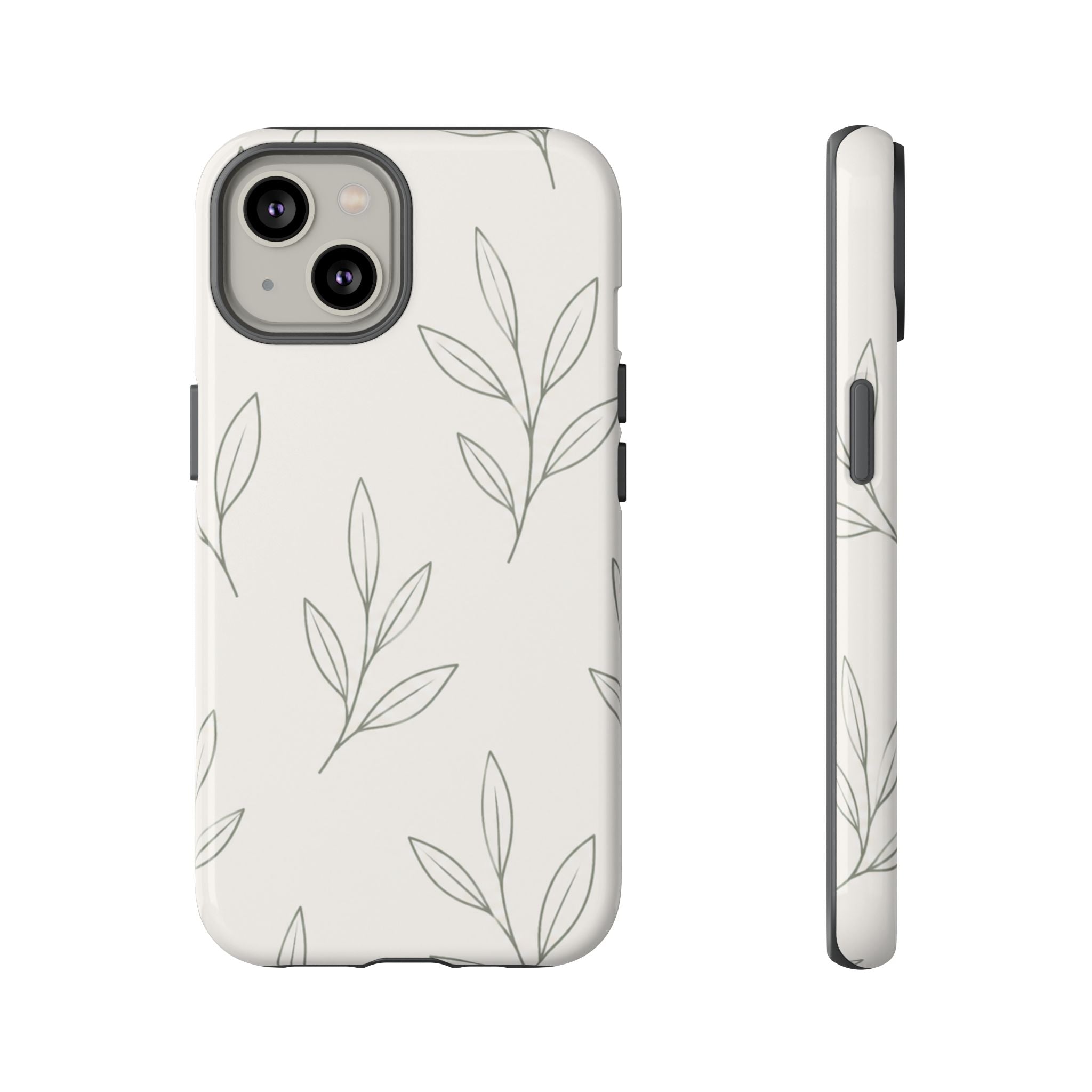 Floral Leaf Tough Phone Case — Minimal Botanical Protective Phone Cover