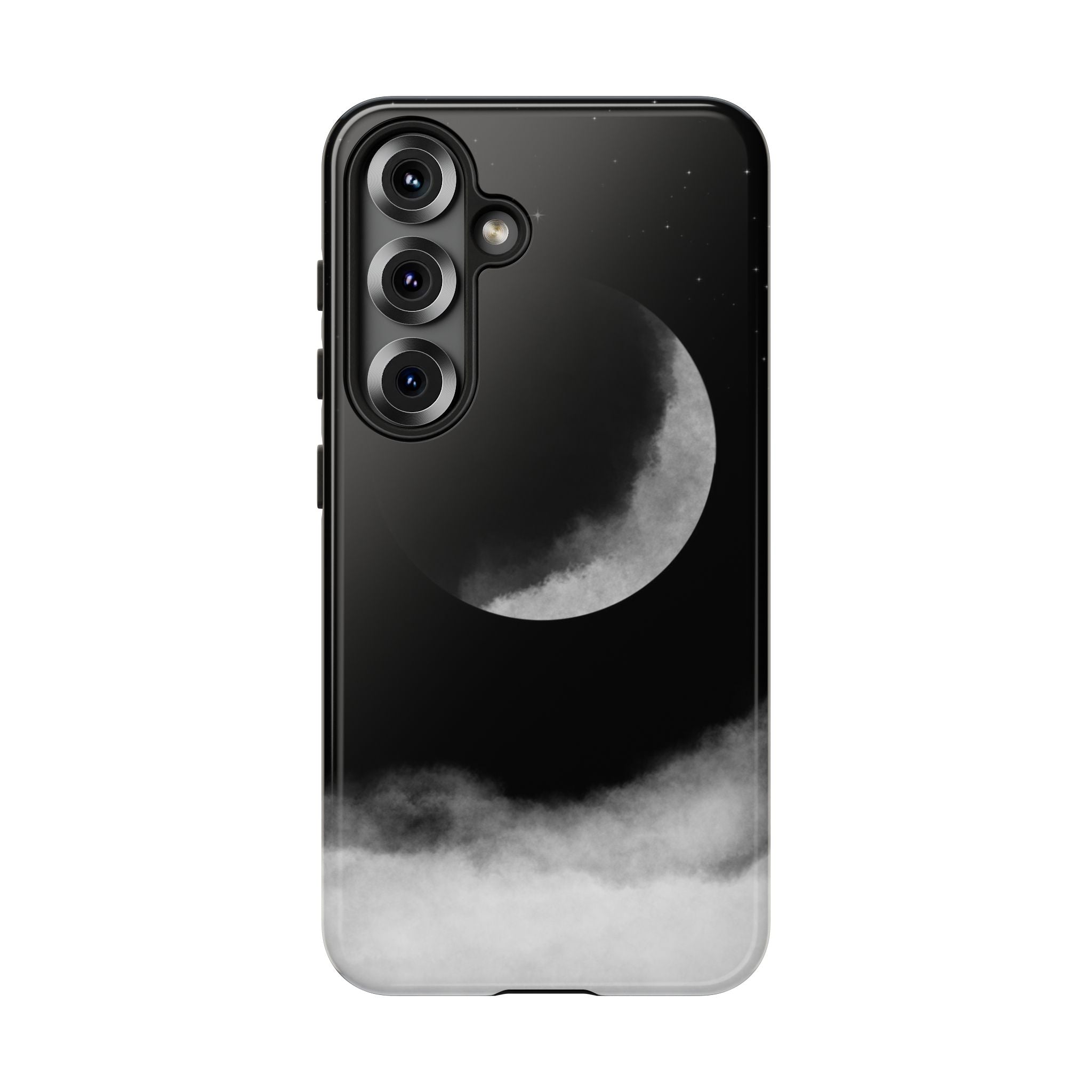 Moonlit Cloud Phone Case — Black Crescent Night Sky iPhone Cover