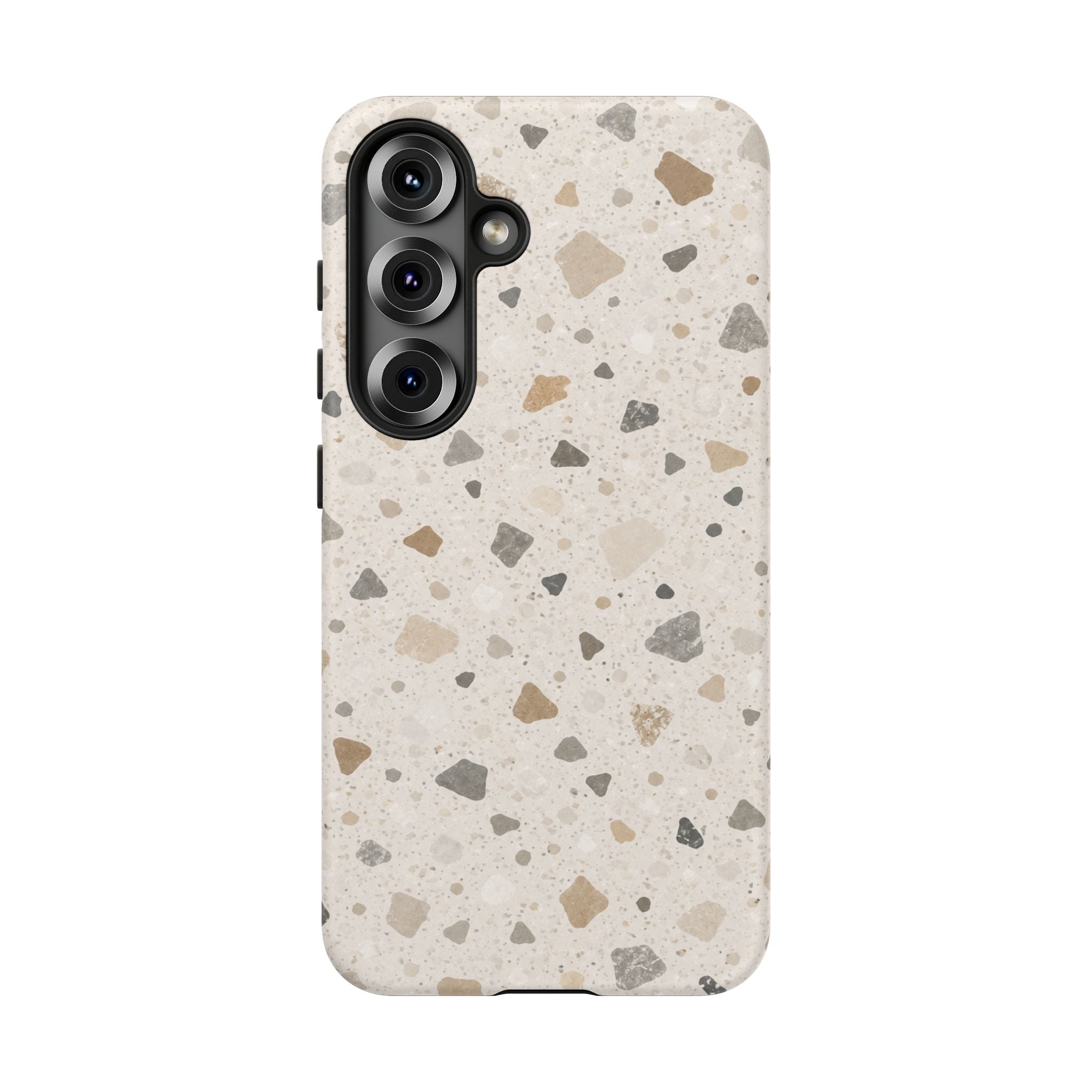 Terrazzo Pattern Tough Phone Case — Neutral Stone Speckle iPhone Cover