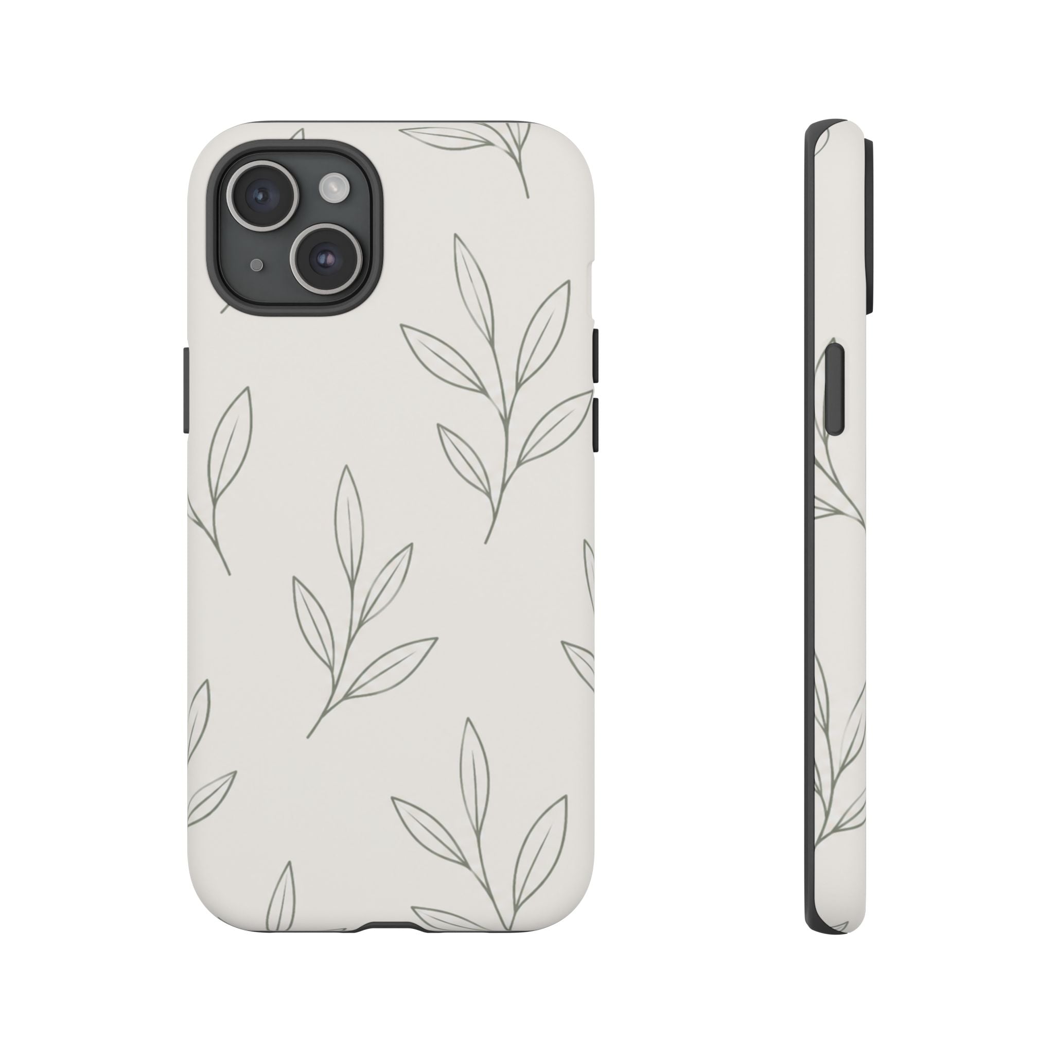 Floral Leaf Tough Phone Case — Minimal Botanical Protective Phone Cover