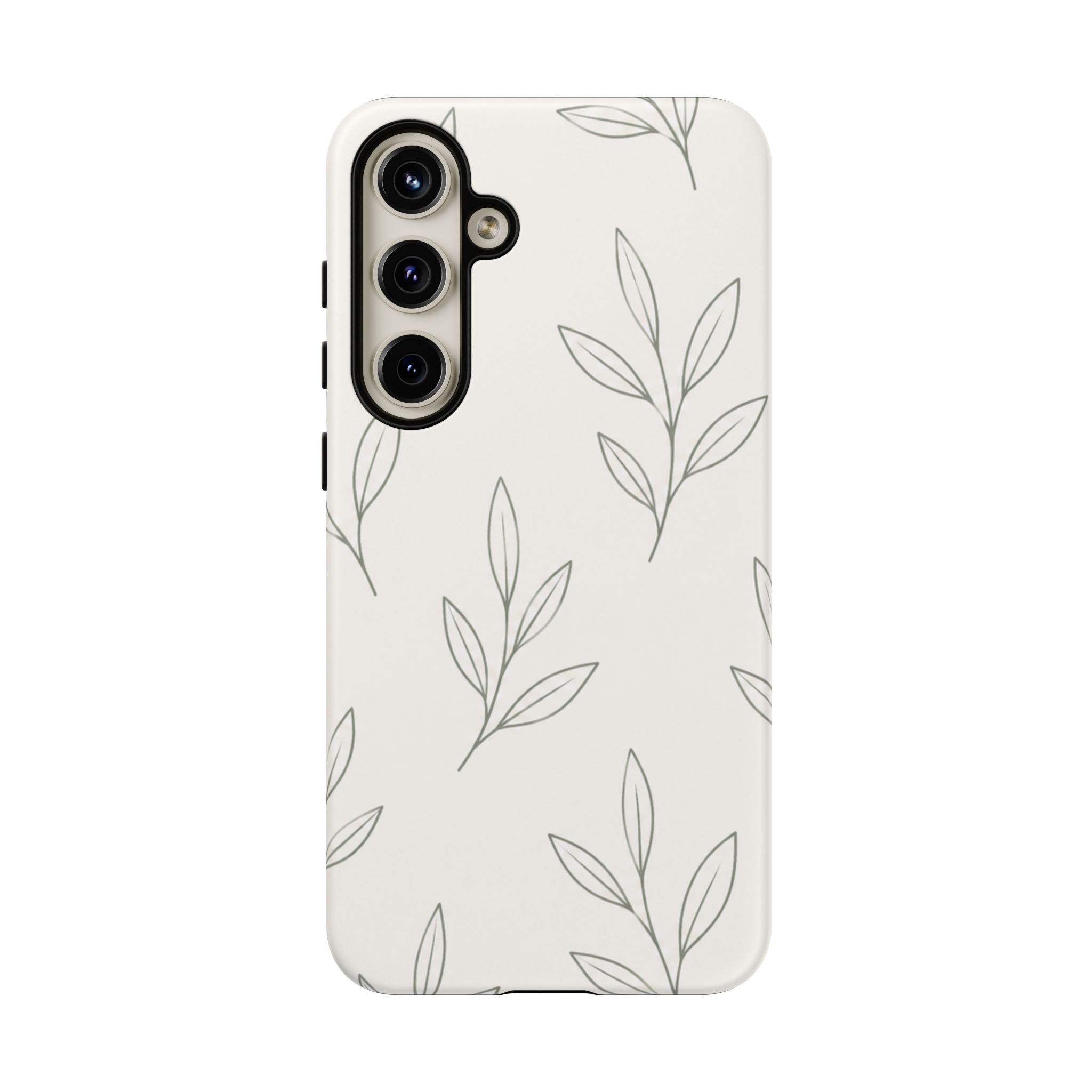 Floral Leaf Tough Phone Case — Minimal Botanical Protective Phone Cover