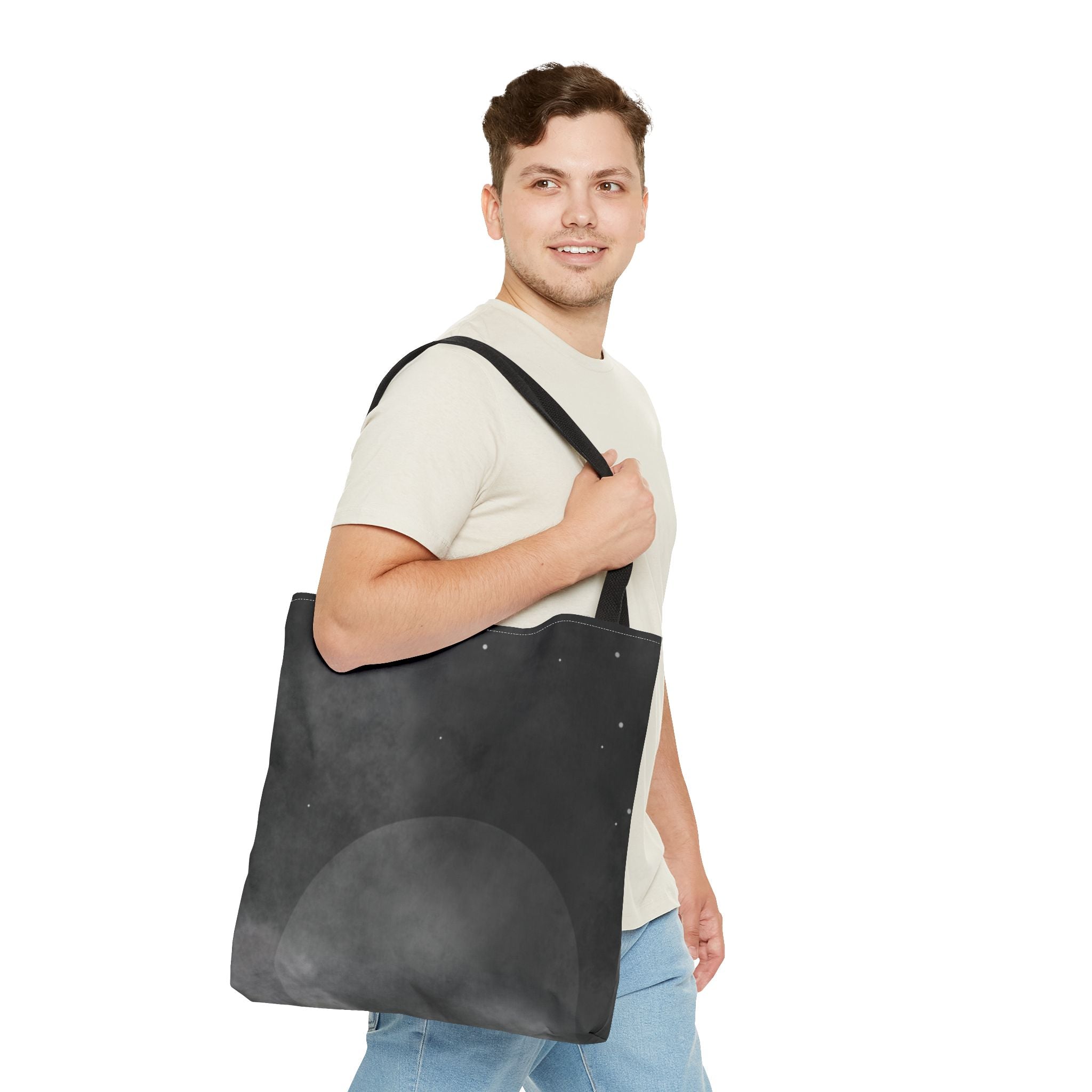 Monochrome Cloudscape Tote Bag | Black Gray Abstract Nebula