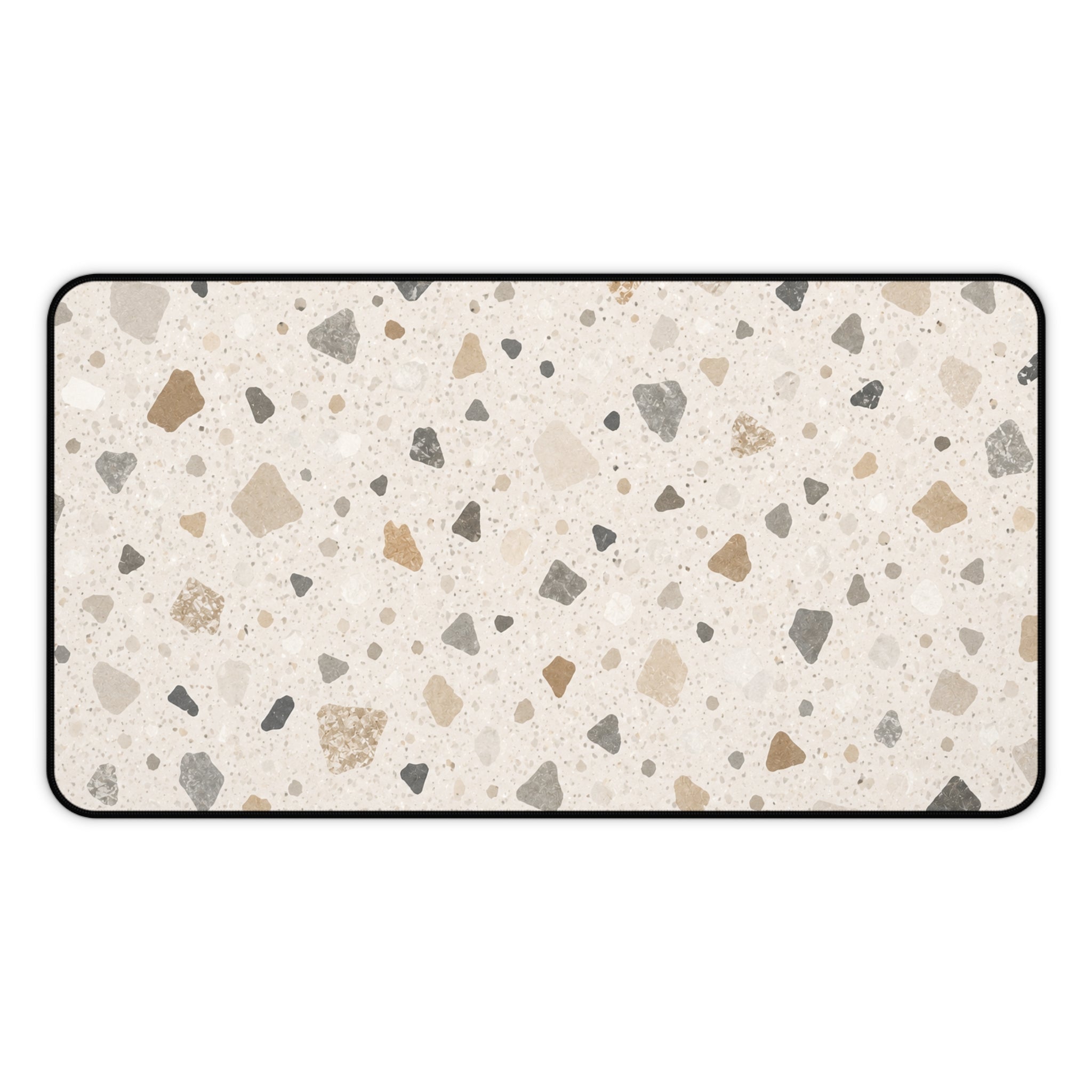 Terrazzo Neutral Desk Mat — Beige Speckled Mousepad Surface