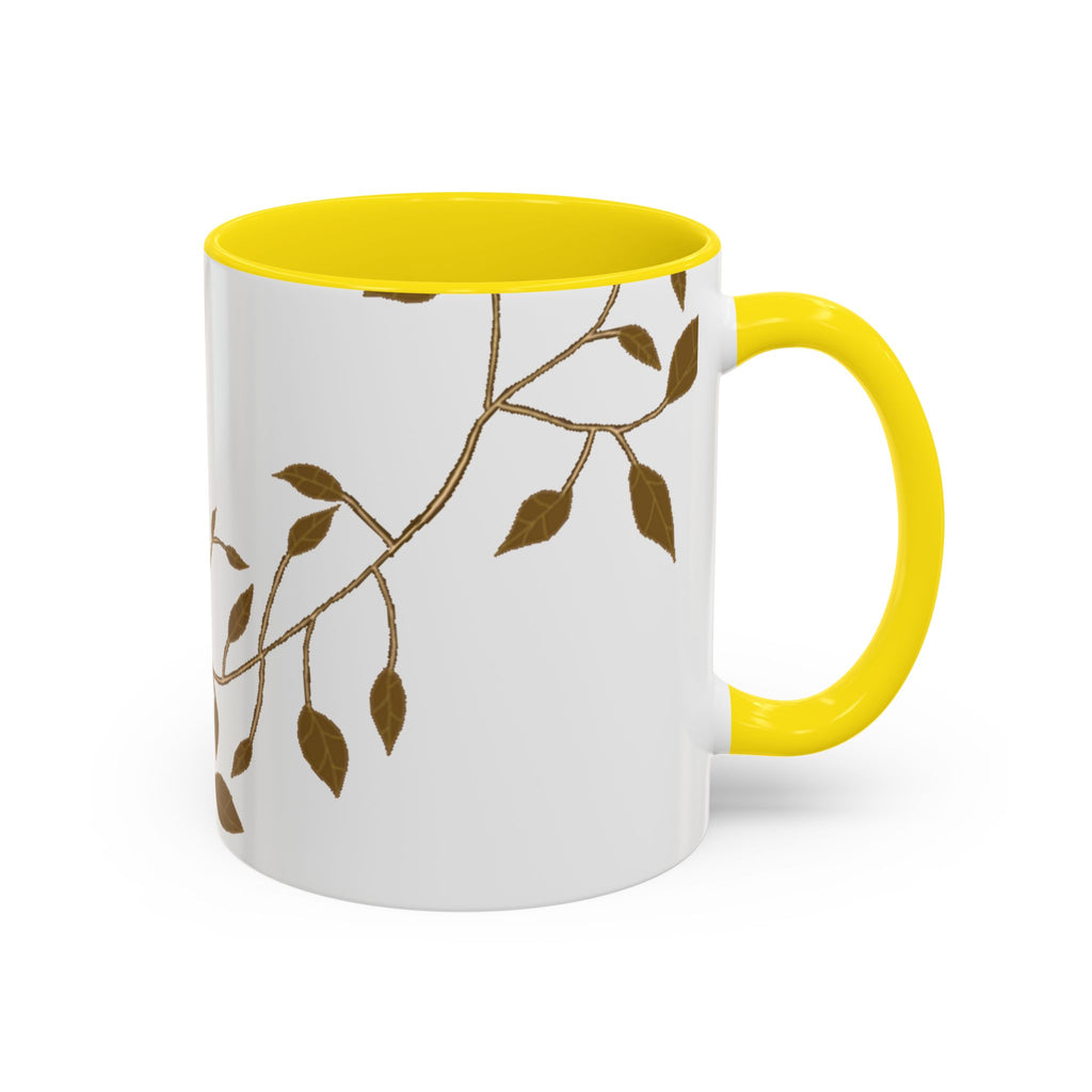 Botanical Accent Coffee Mug — Gold Leaf Branch Design (11/15oz)