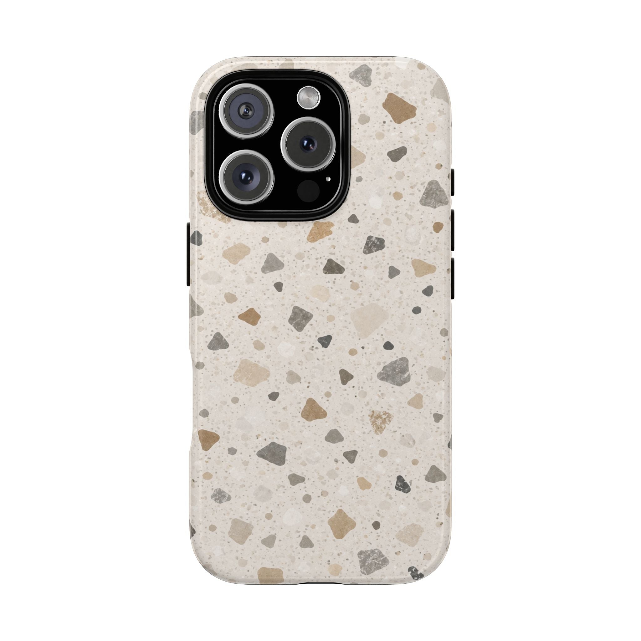 Terrazzo Pattern Tough Phone Case — Neutral Stone Speckle iPhone Cover