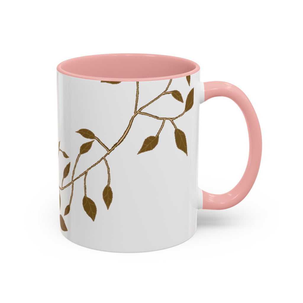 Botanical Accent Coffee Mug — Gold Leaf Branch Design (11/15oz)