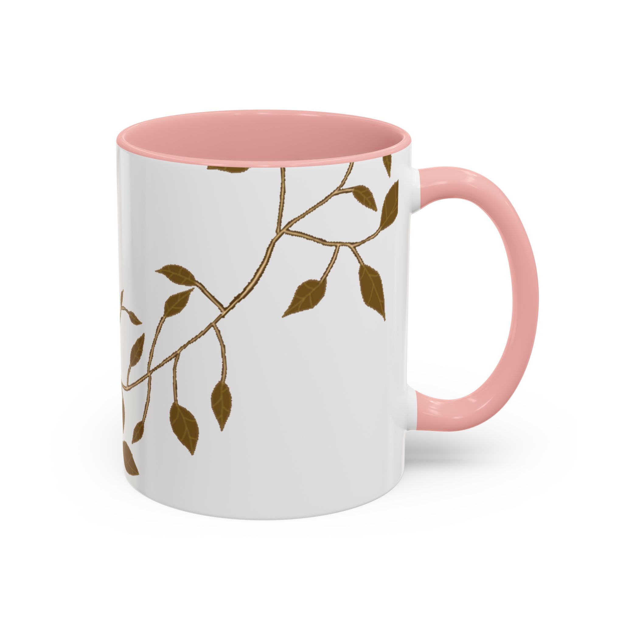 Botanical Accent Coffee Mug — Gold Leaf Branch Design (11/15oz)