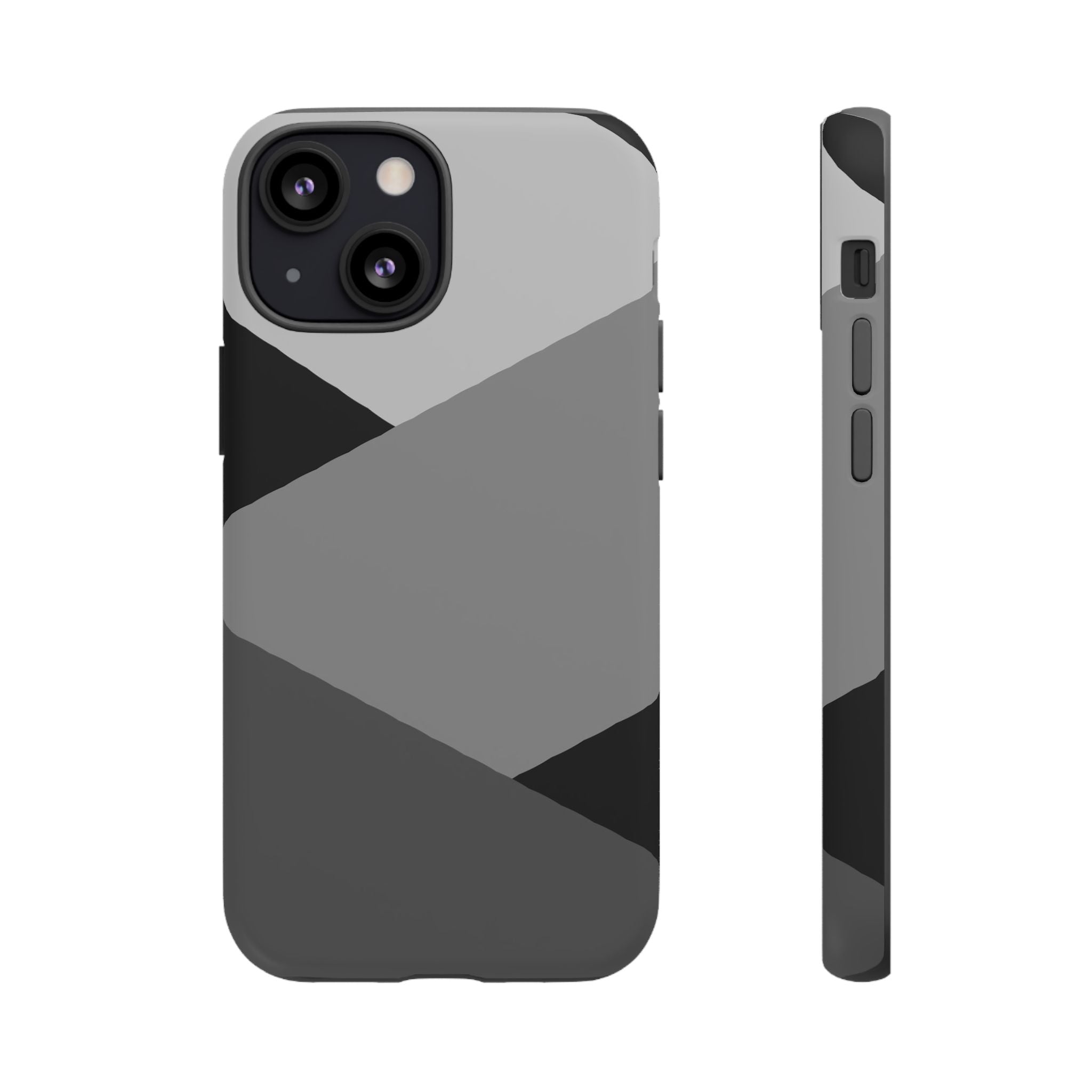 Geometric Gray Tough Phone Case — Protective iPhone Cover with Modern Minimalist Design