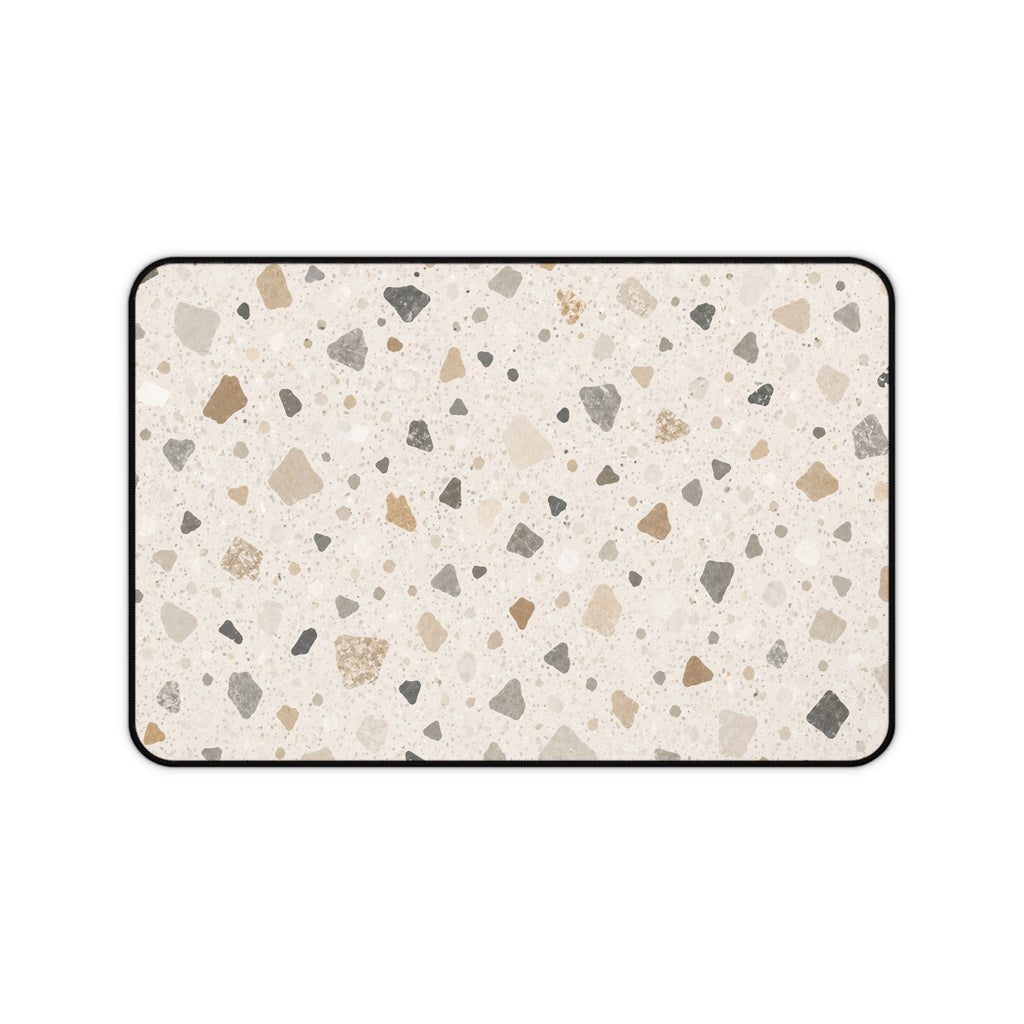 Terrazzo Neutral Desk Mat — Beige Speckled Mousepad Surface