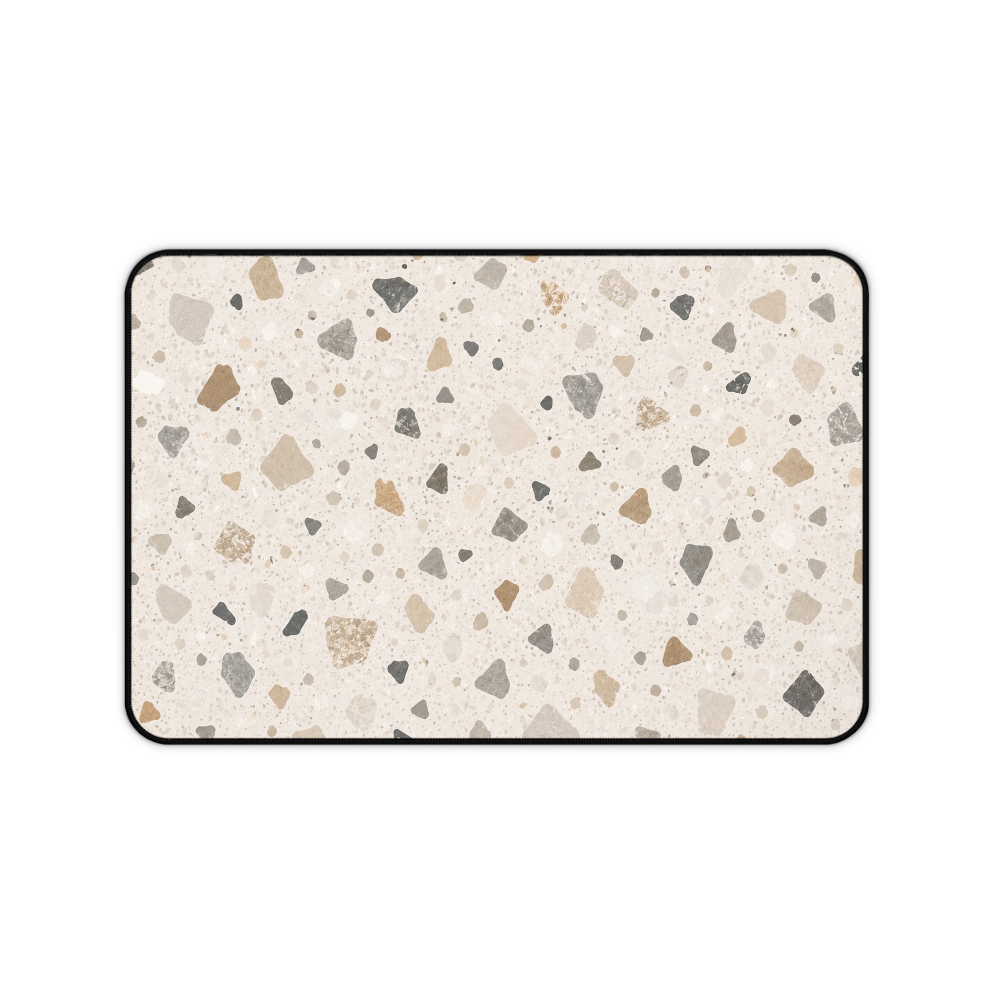 Terrazzo Neutral Desk Mat — Beige Speckled Mousepad Surface