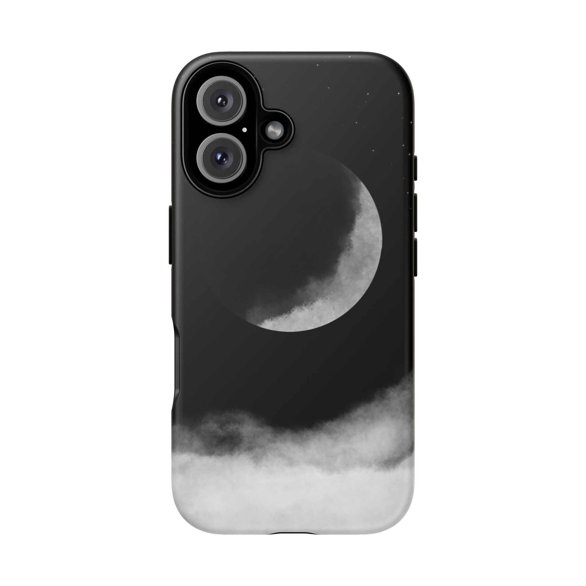 Moonlit Cloud Phone Case — Black Crescent Night Sky iPhone Cover