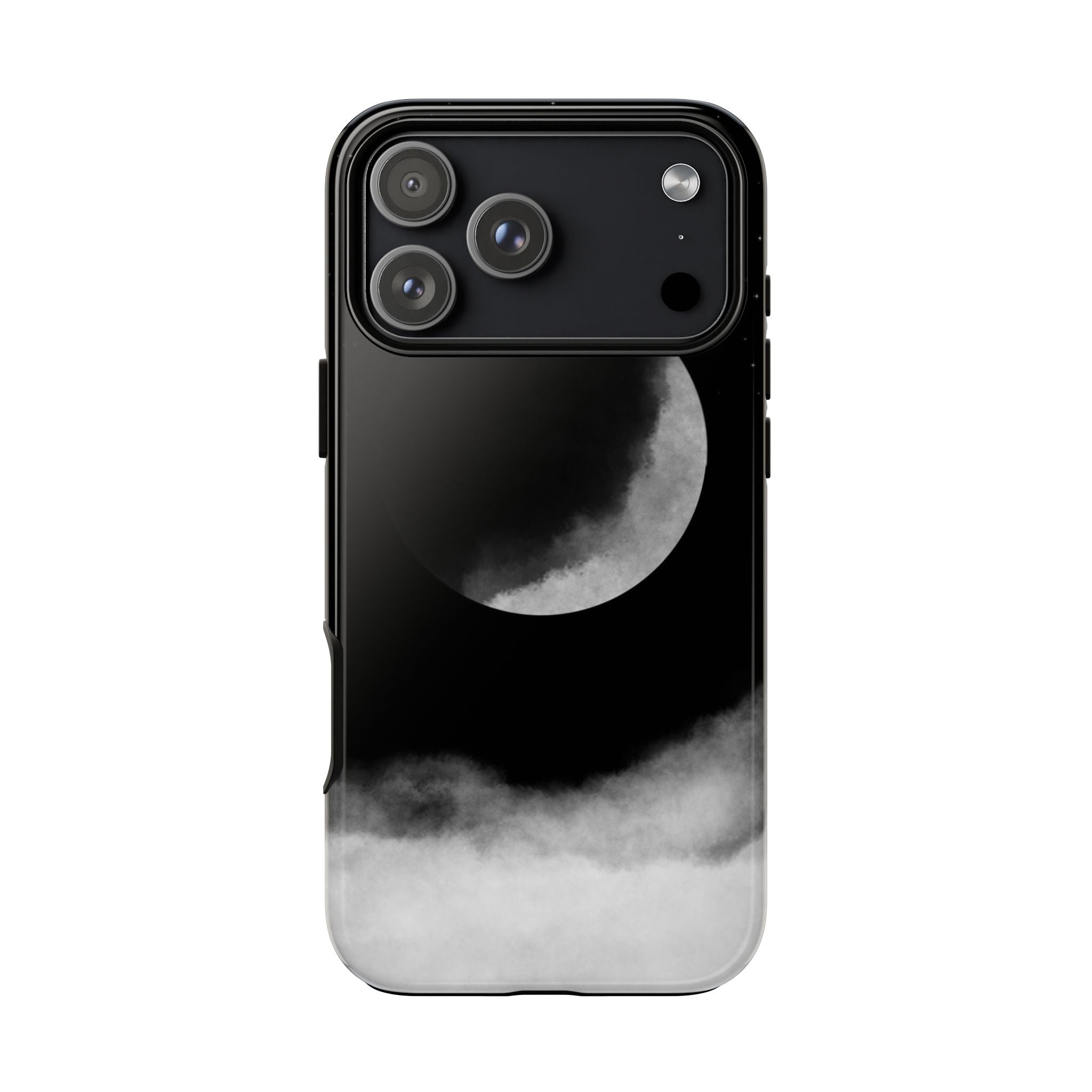Moonlit Cloud Phone Case — Black Crescent Night Sky iPhone Cover