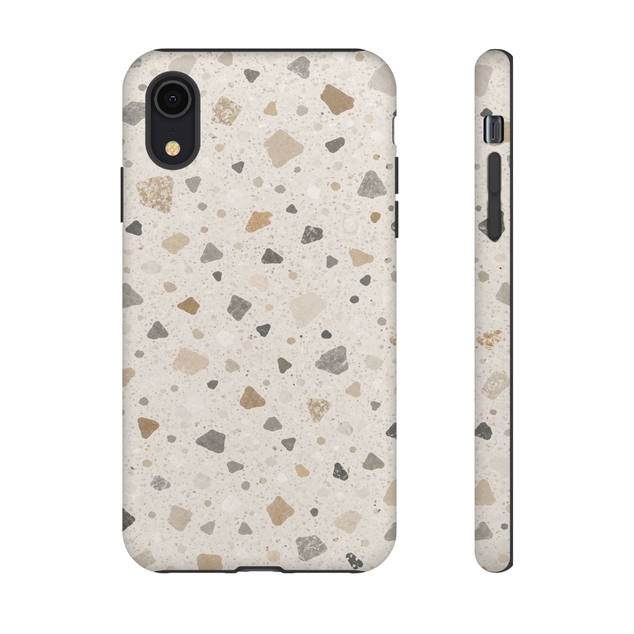 Terrazzo Pattern Tough Phone Case — Neutral Stone Speckle iPhone Cover