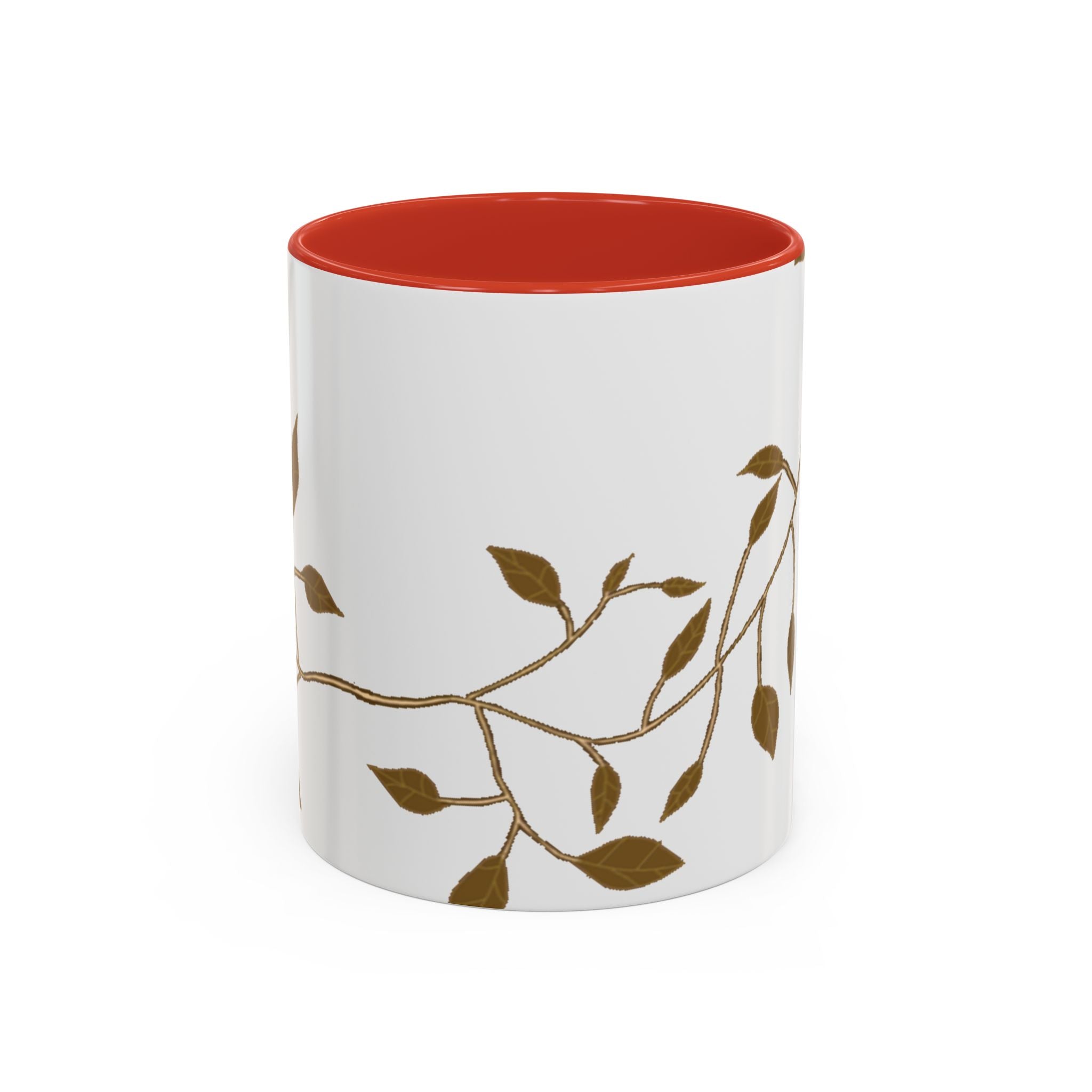 Botanical Accent Coffee Mug — Gold Leaf Branch Design (11/15oz)