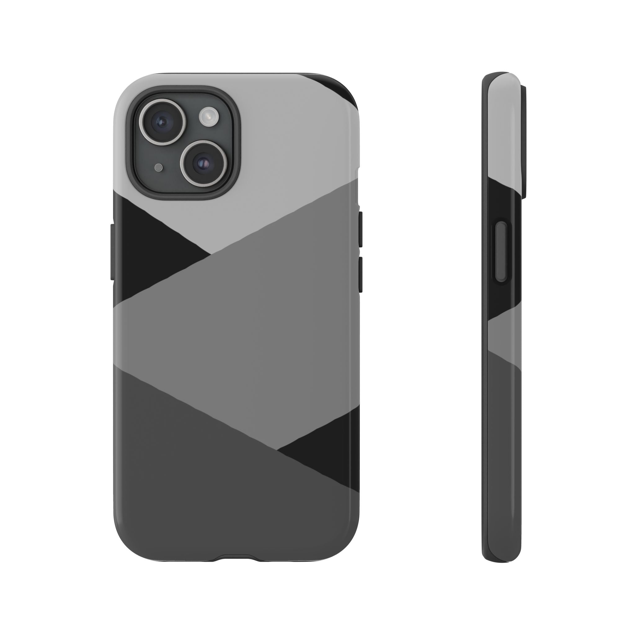 Geometric Gray Tough Phone Case — Protective iPhone Cover with Modern Minimalist Design