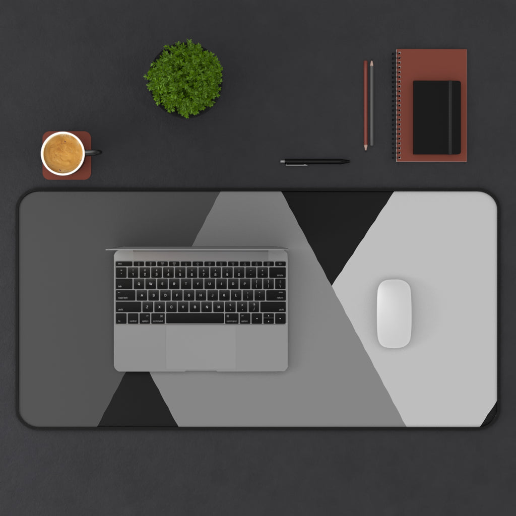 Geometric Gray Desk Mat – Minimalist Office Mouse Pad