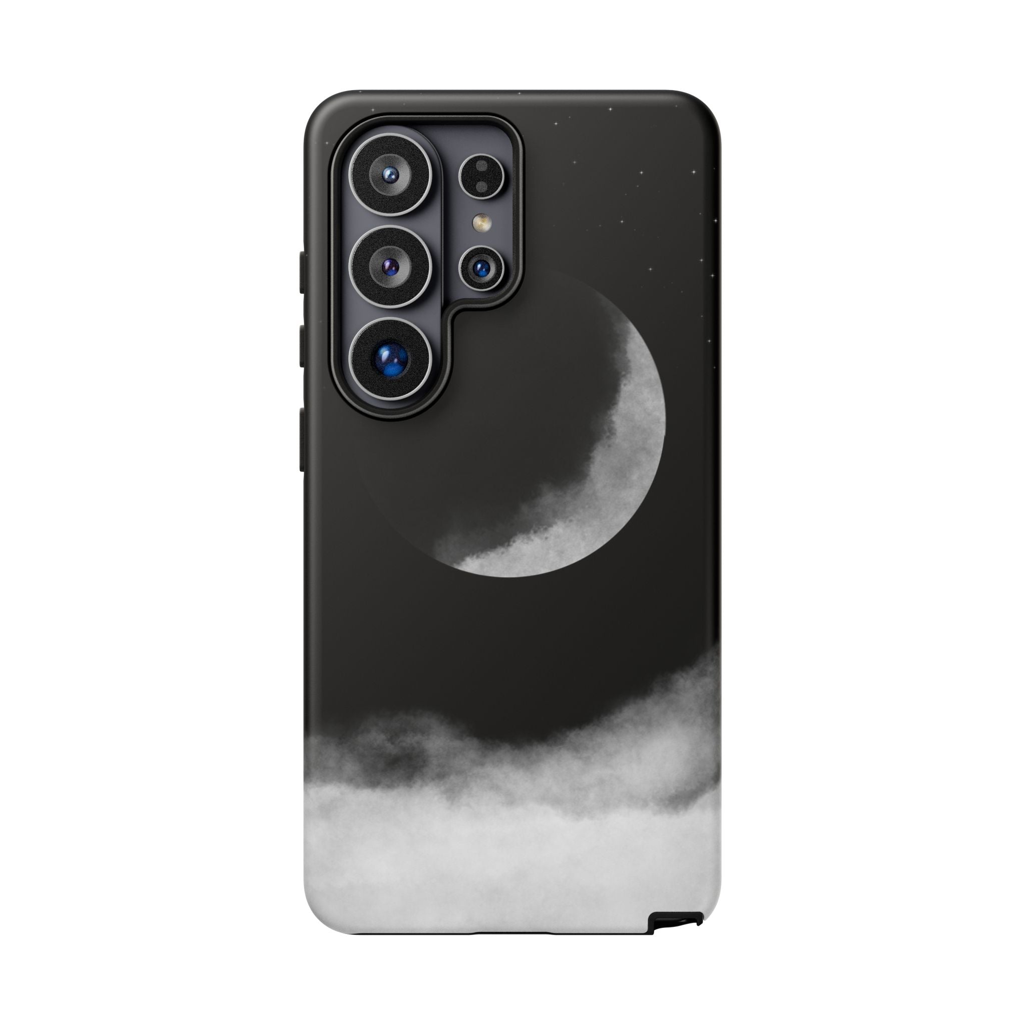 Moonlit Cloud Phone Case — Black Crescent Night Sky iPhone Cover