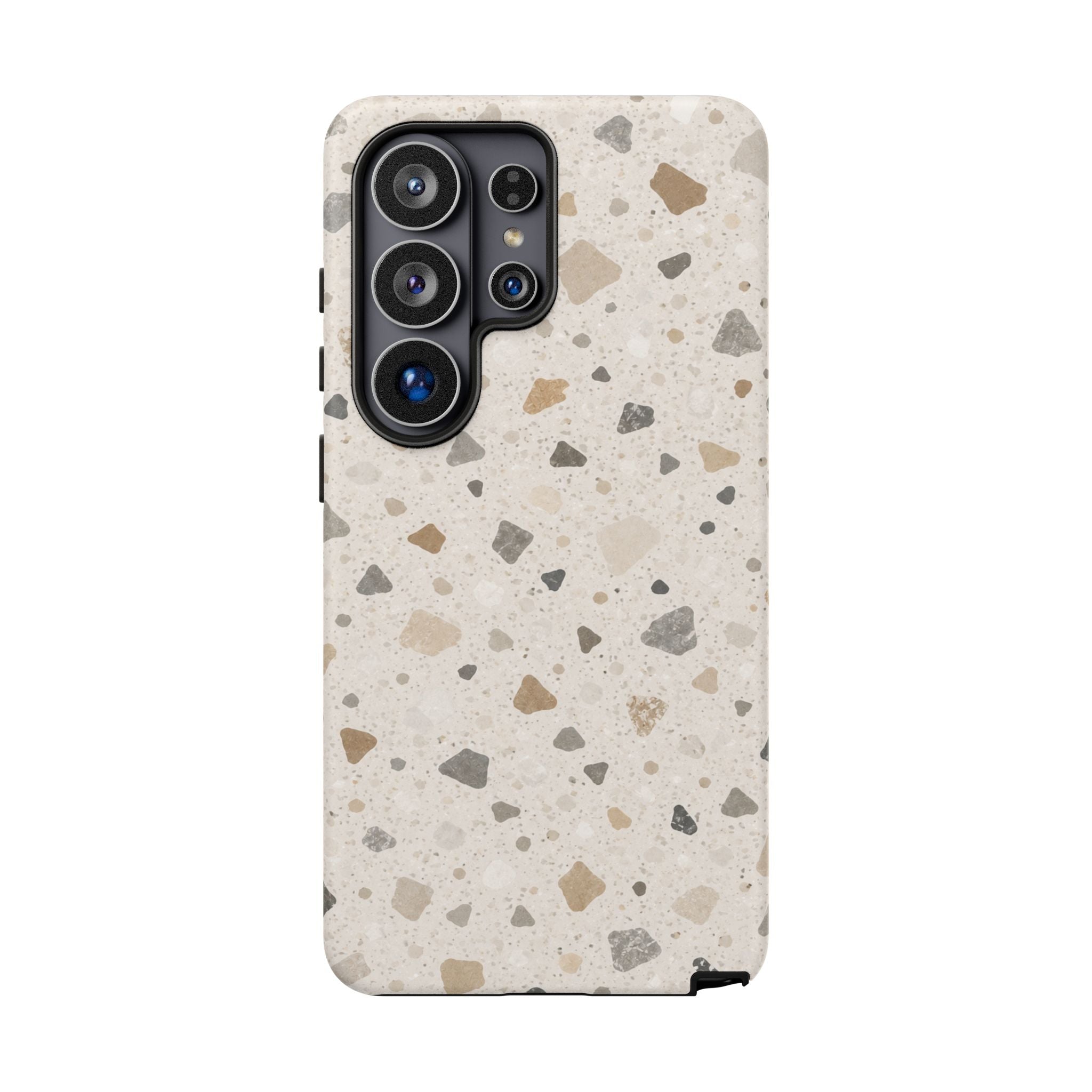 Terrazzo Pattern Tough Phone Case — Neutral Stone Speckle iPhone Cover