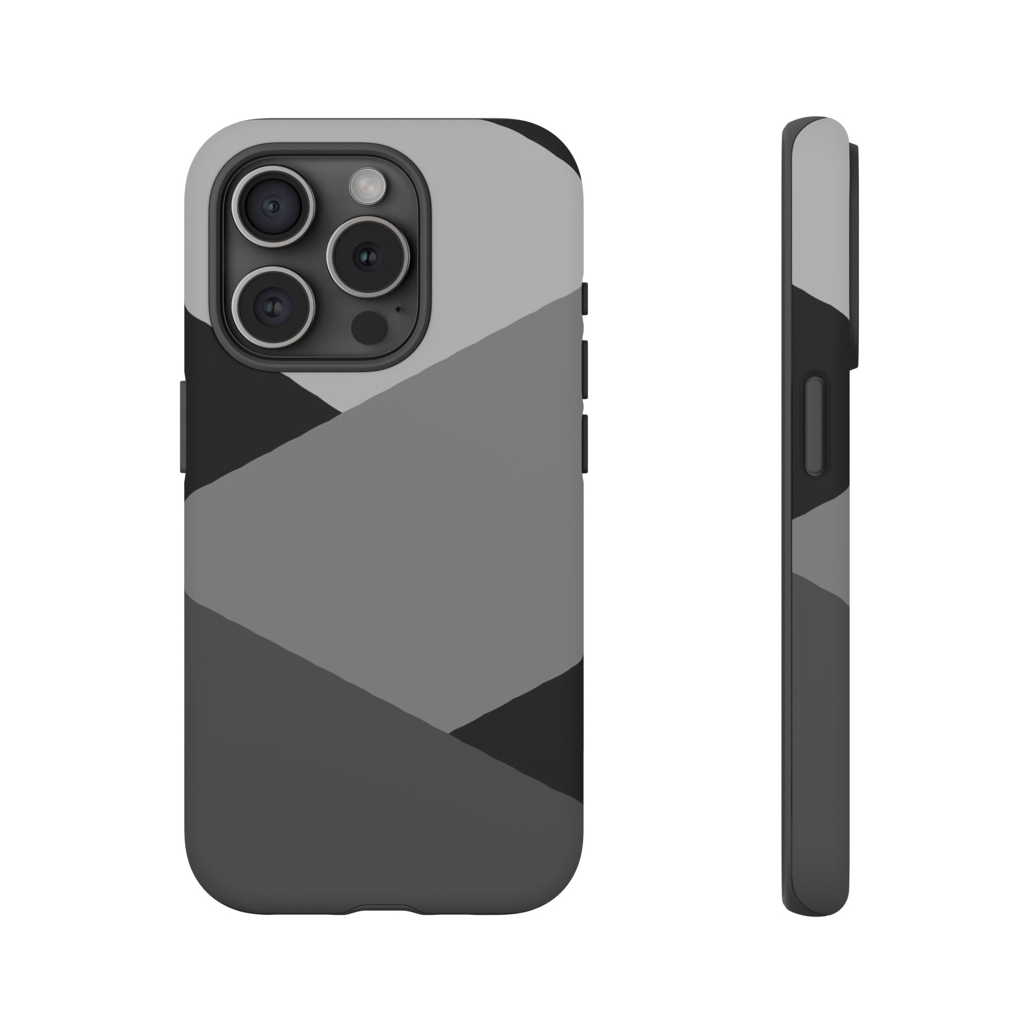 Geometric Gray Tough Phone Case — Protective iPhone Cover with Modern Minimalist Design