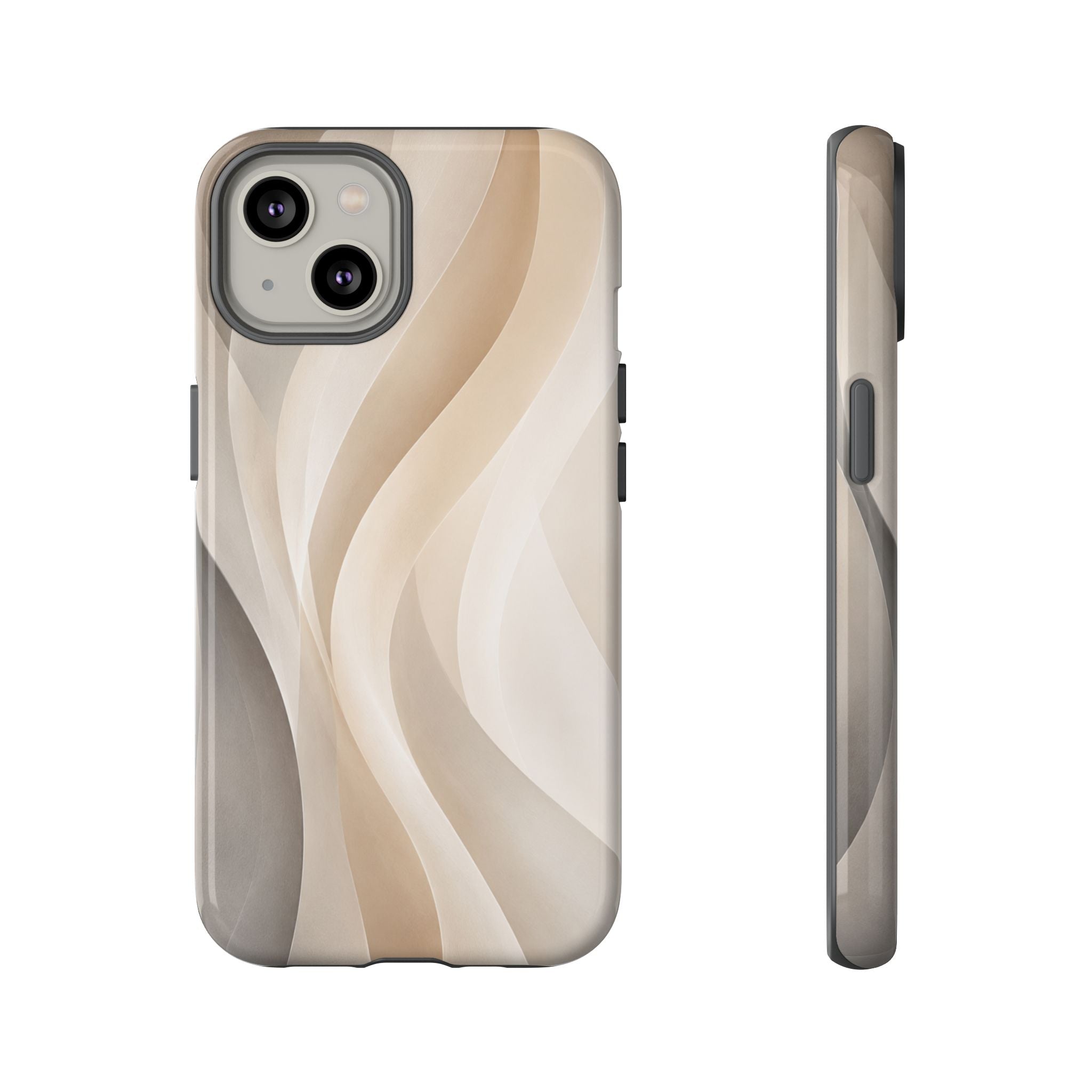 Abstract Beige Waves Phone Case — Protective Tough Case