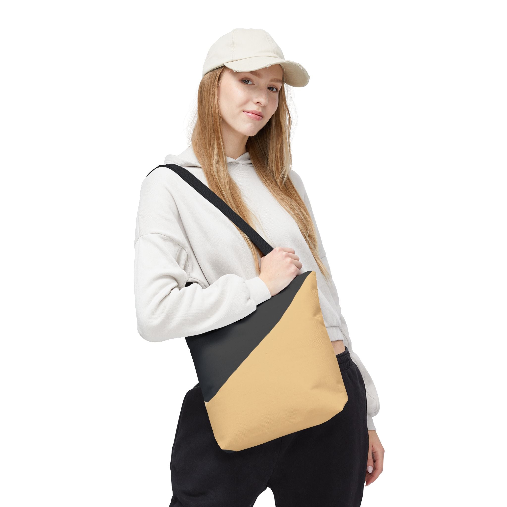 Diagonal Two-Tone Minimalist Tote Bag | Neutral Colorblock Tote