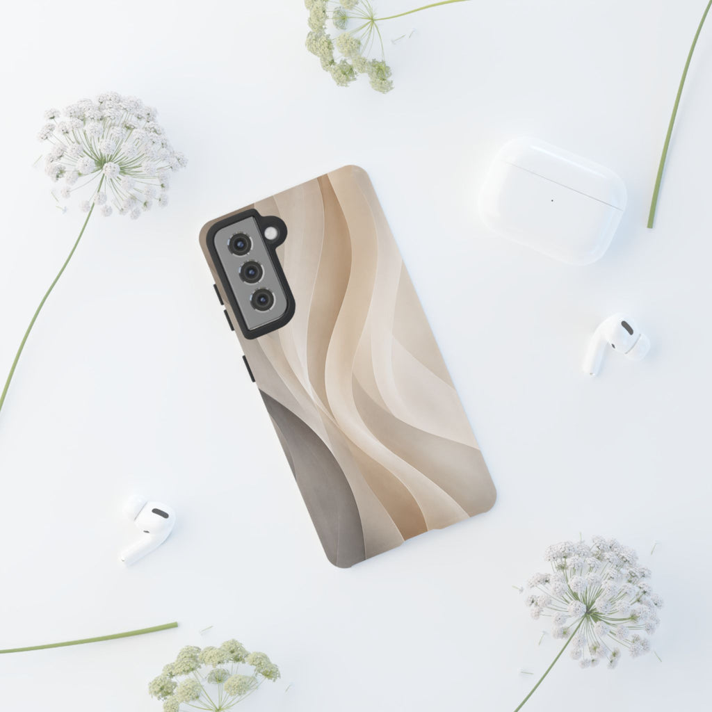 Abstract Beige Waves Phone Case — Protective Tough Case