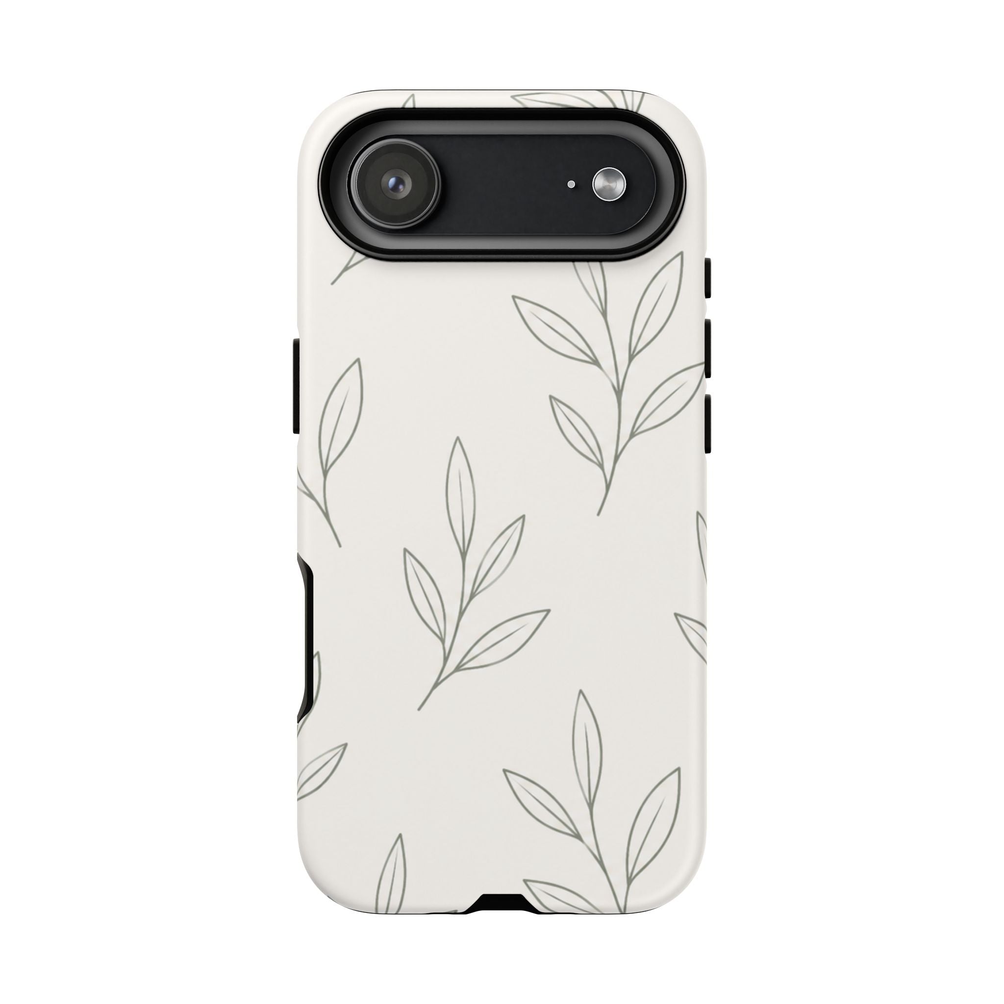Floral Leaf Tough Phone Case — Minimal Botanical Protective Phone Cover