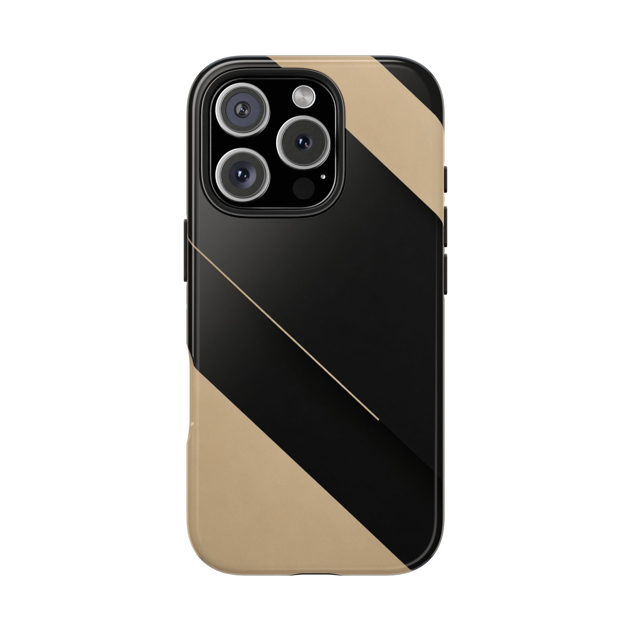 Tough Phone Case — Black & Gold Diagonal Minimalist Protective Cover