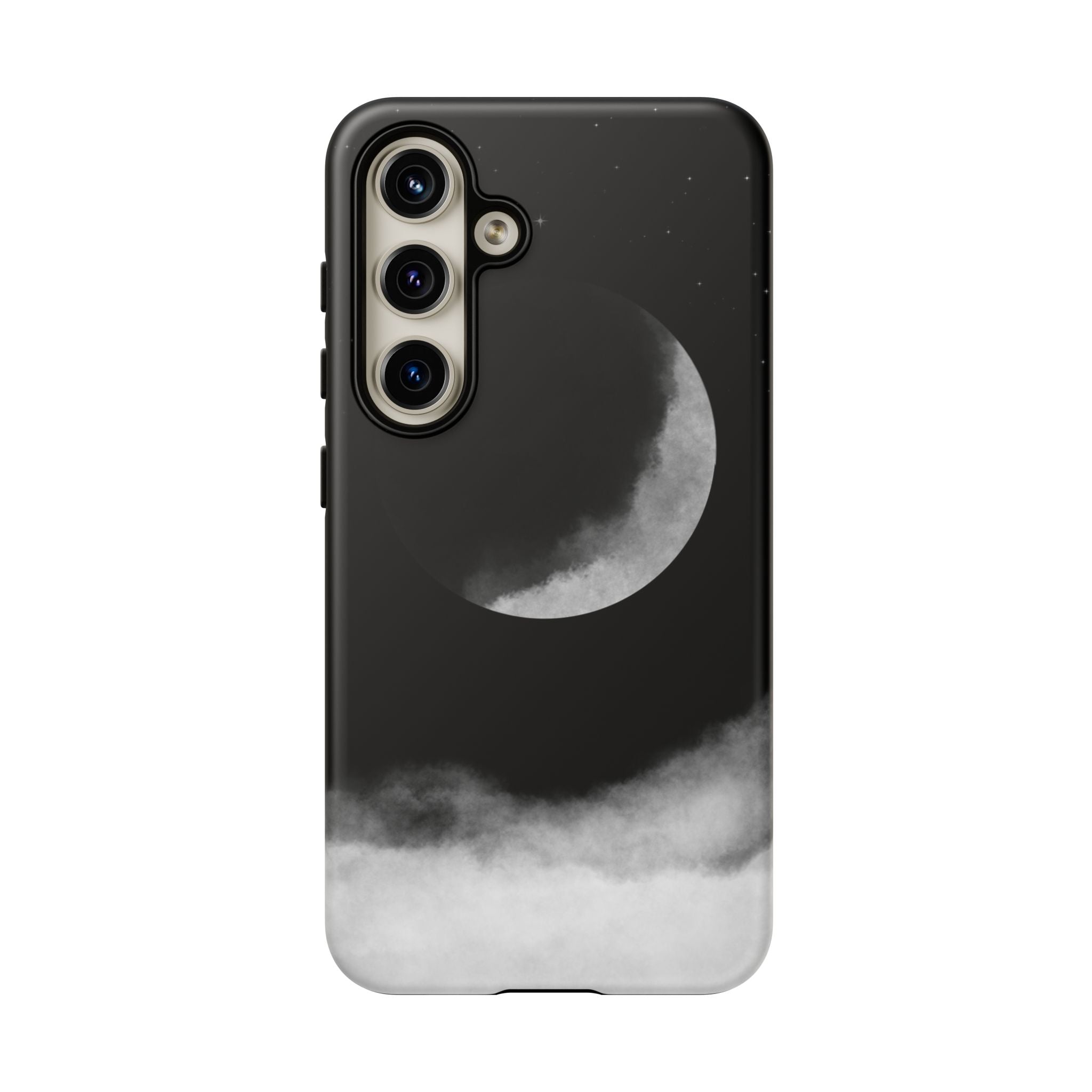 Moonlit Cloud Phone Case — Black Crescent Night Sky iPhone Cover