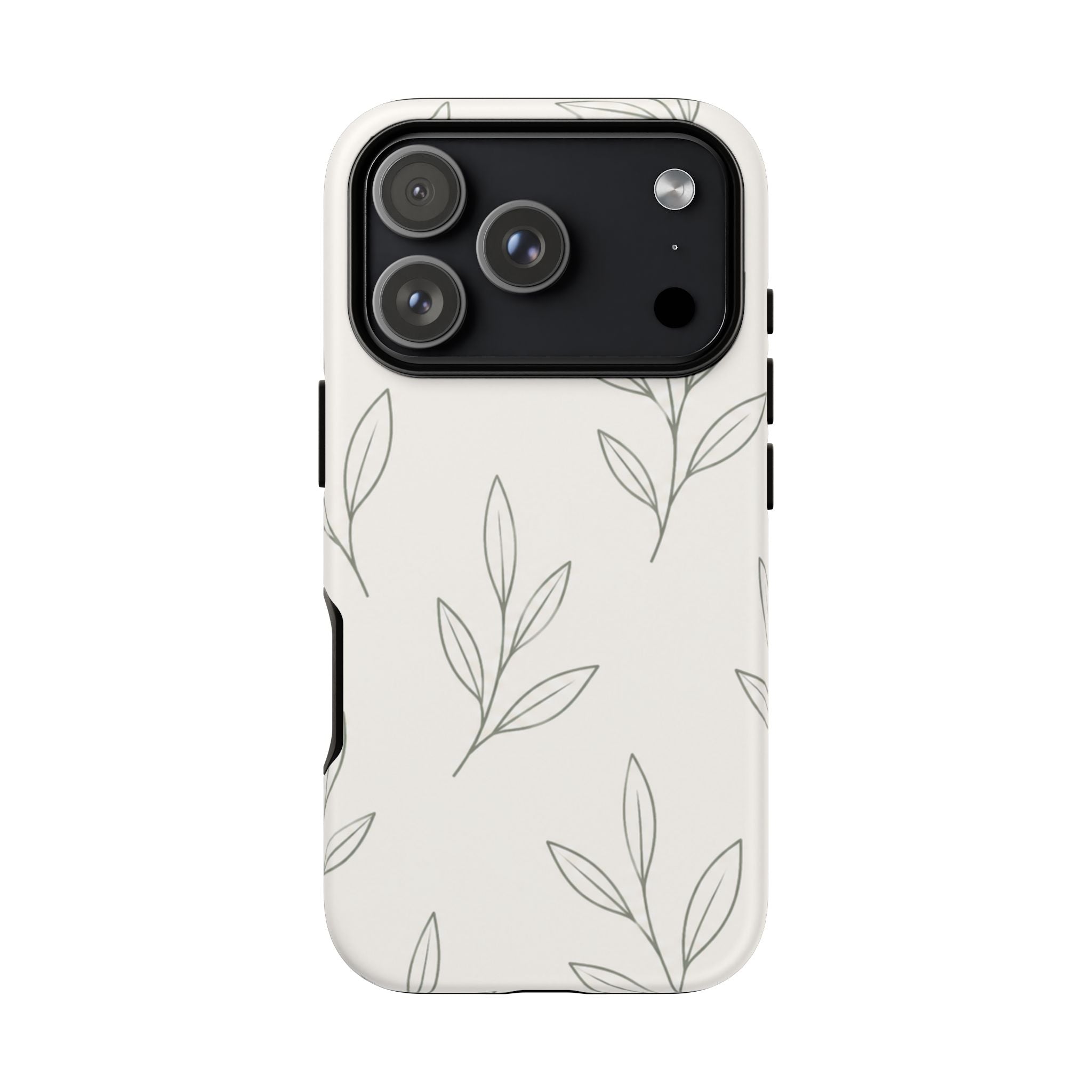 Floral Leaf Tough Phone Case — Minimal Botanical Protective Phone Cover