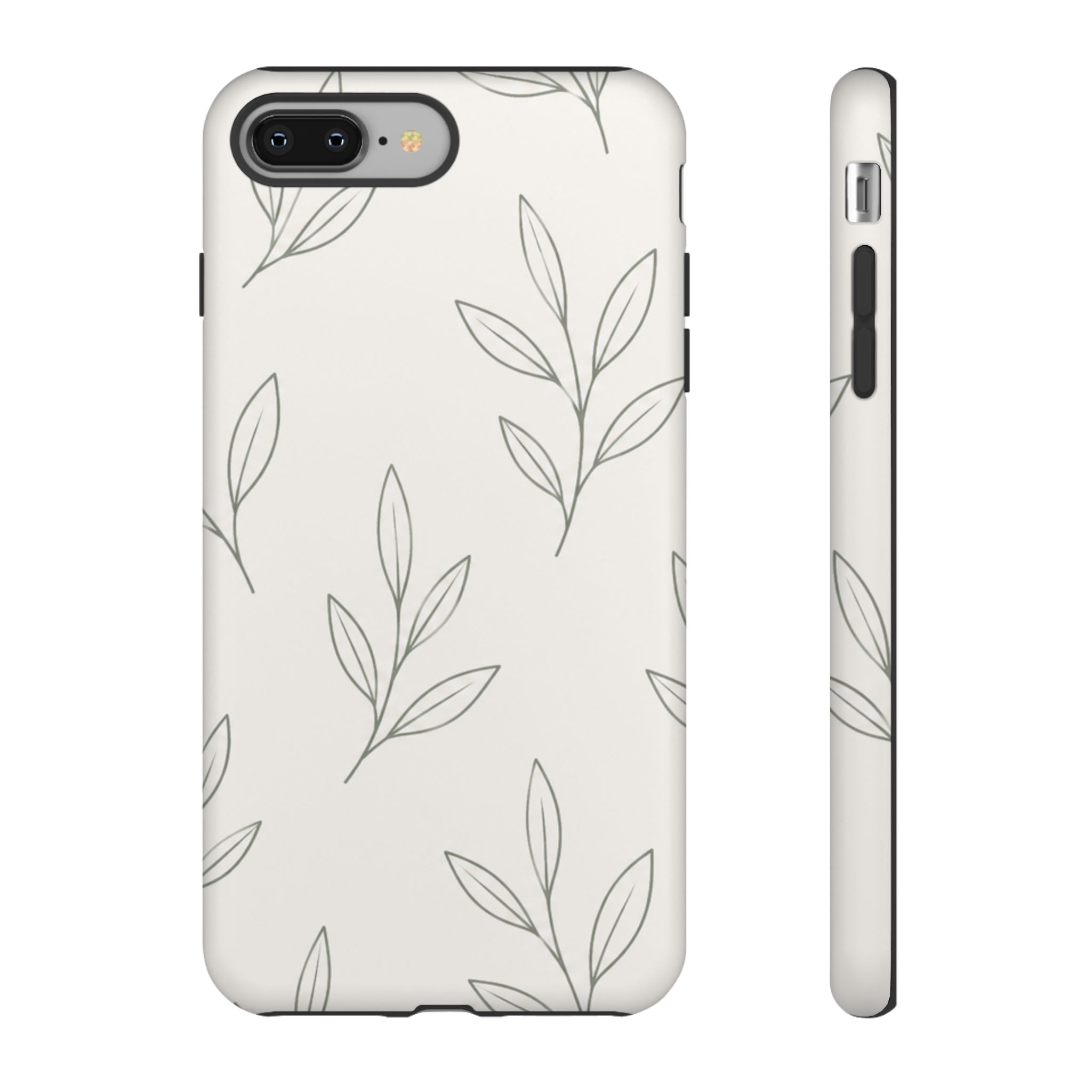 Floral Leaf Tough Phone Case — Minimal Botanical Protective Phone Cover