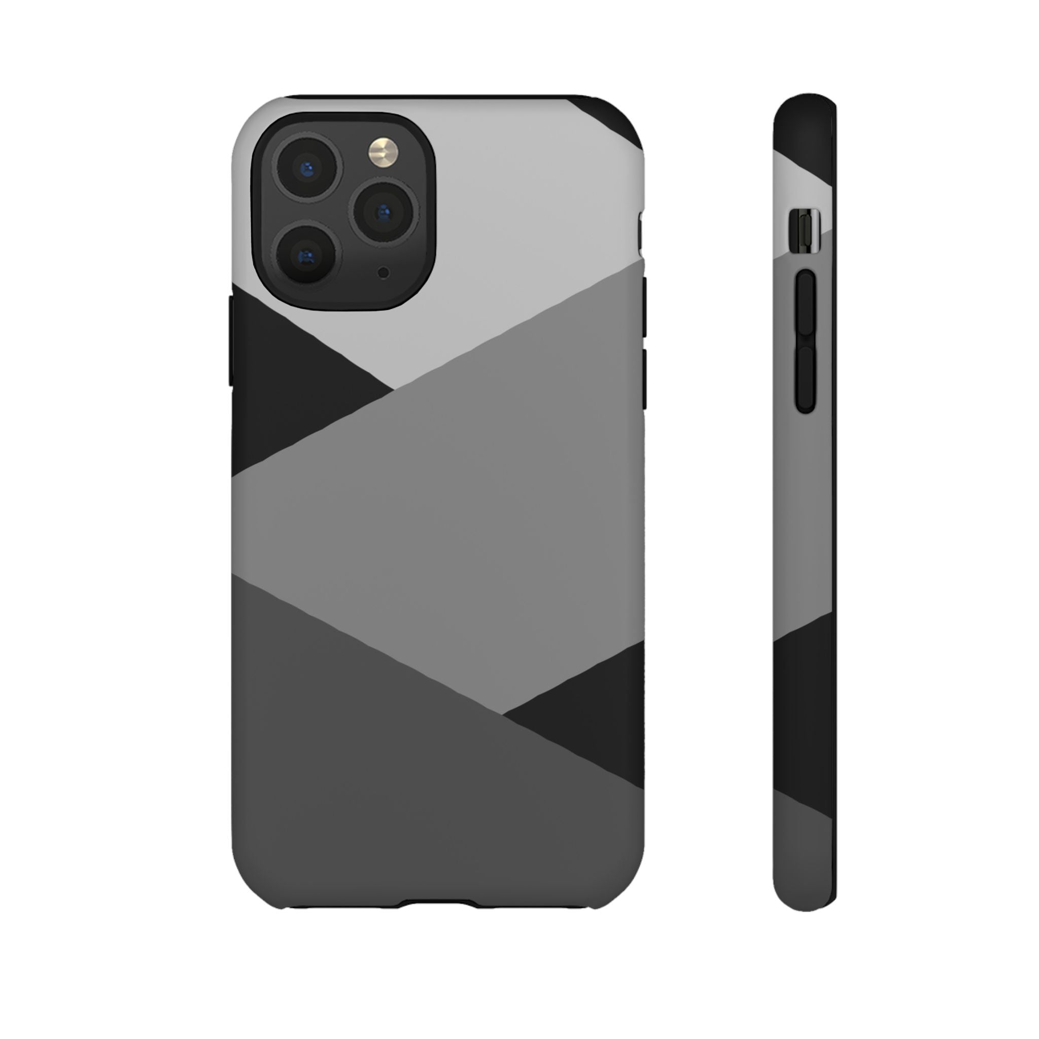 Geometric Gray Tough Phone Case — Protective iPhone Cover with Modern Minimalist Design