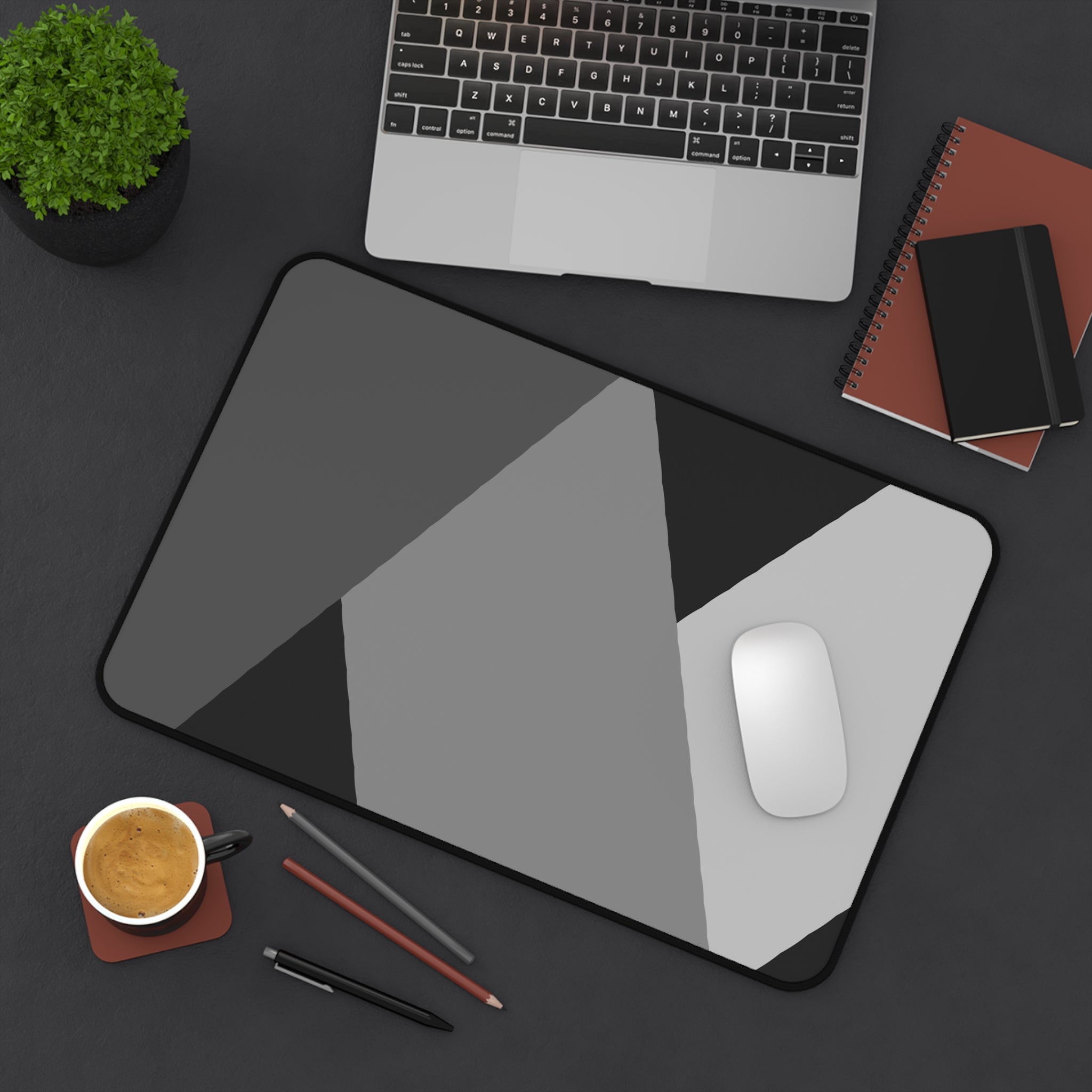Geometric Gray Desk Mat – Minimalist Office Mouse Pad