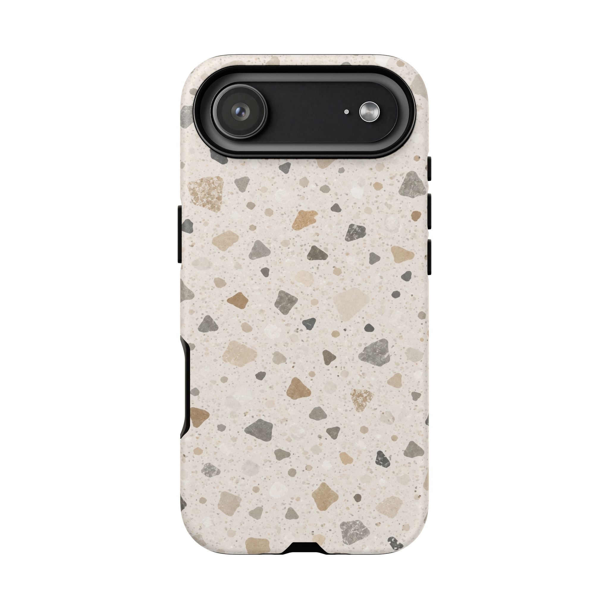 Terrazzo Pattern Tough Phone Case — Neutral Stone Speckle iPhone Cover
