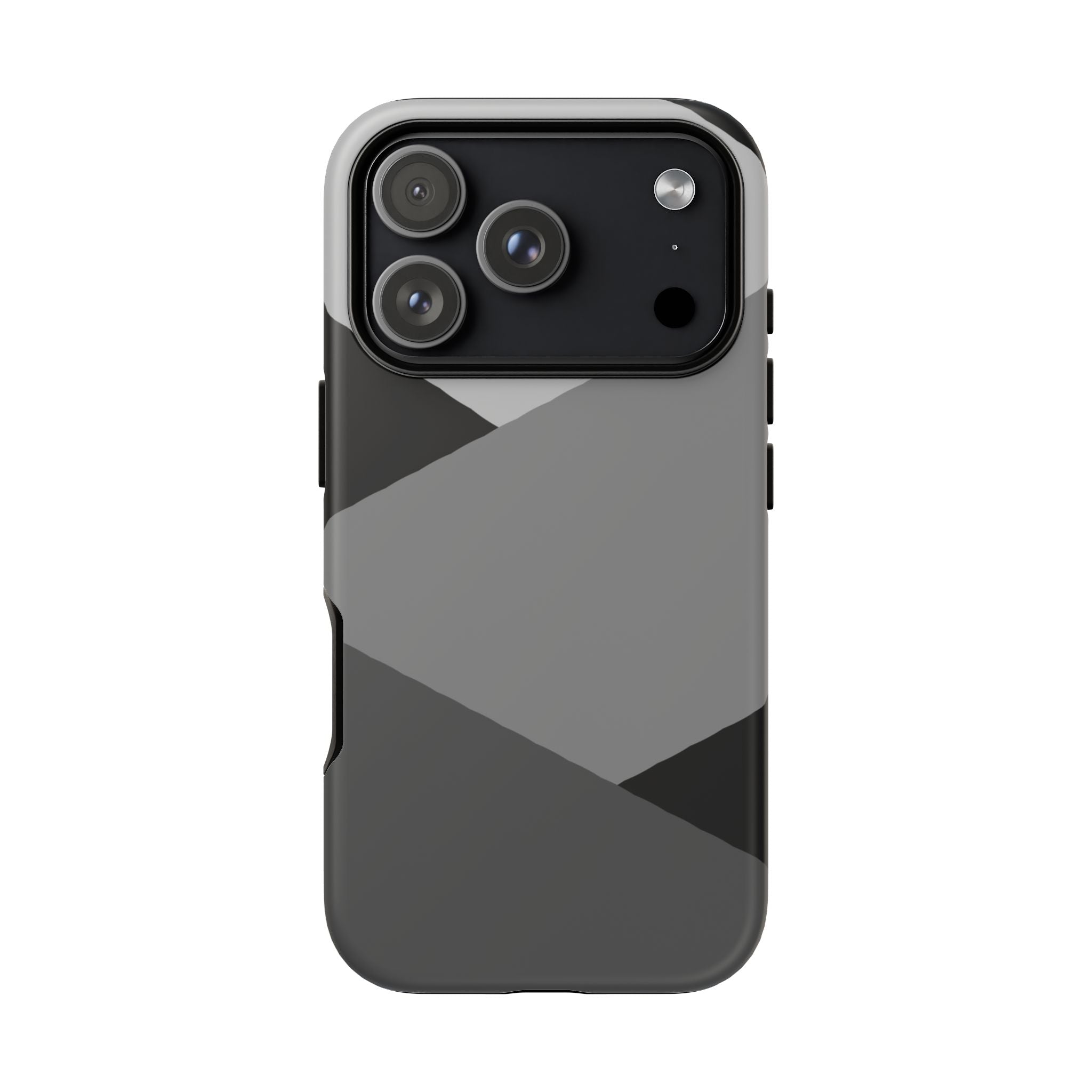 Geometric Gray Tough Phone Case — Protective iPhone Cover with Modern Minimalist Design