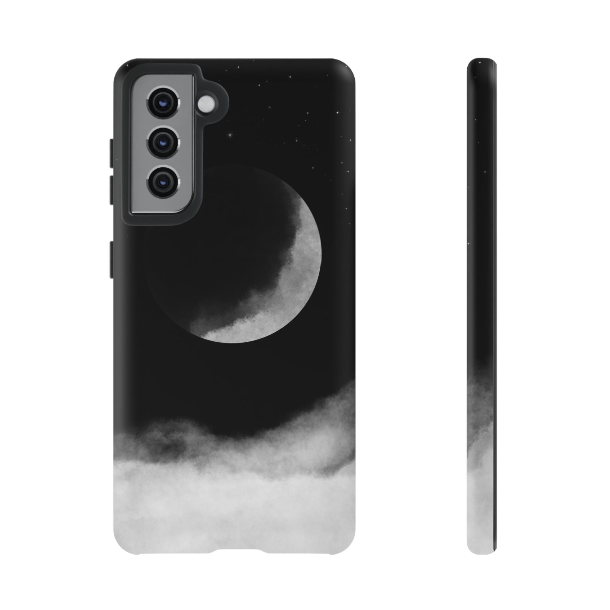 Moonlit Cloud Phone Case — Black Crescent Night Sky iPhone Cover