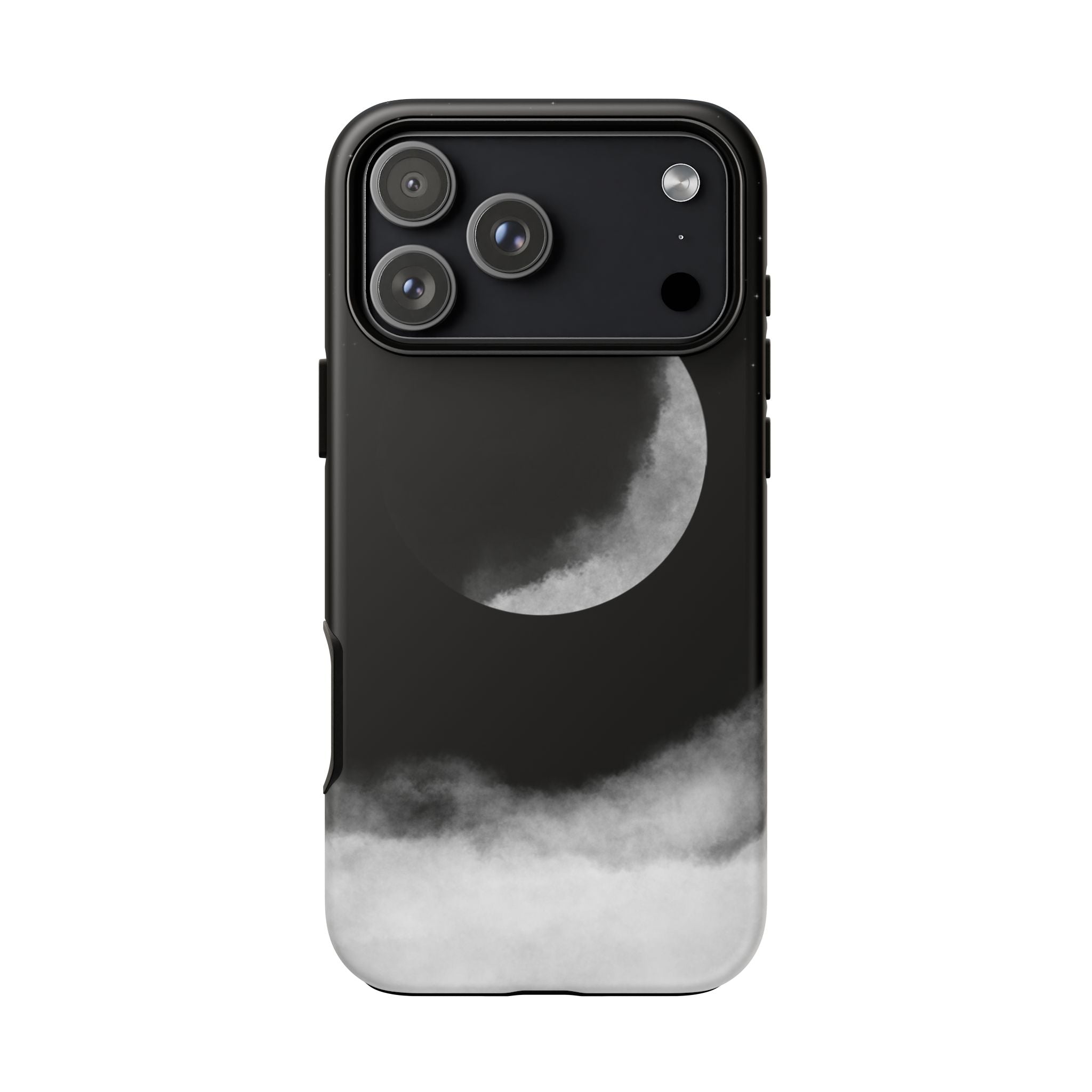 Moonlit Cloud Phone Case — Black Crescent Night Sky iPhone Cover