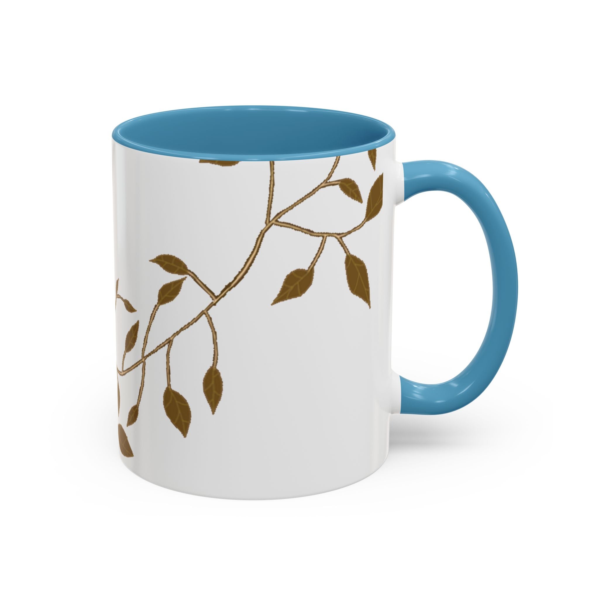 Botanical Accent Coffee Mug — Gold Leaf Branch Design (11/15oz)