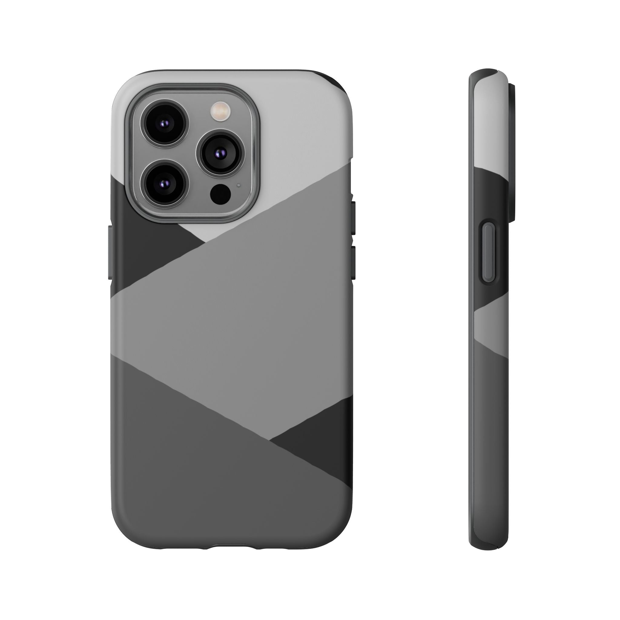 Geometric Gray Tough Phone Case — Protective iPhone Cover with Modern Minimalist Design